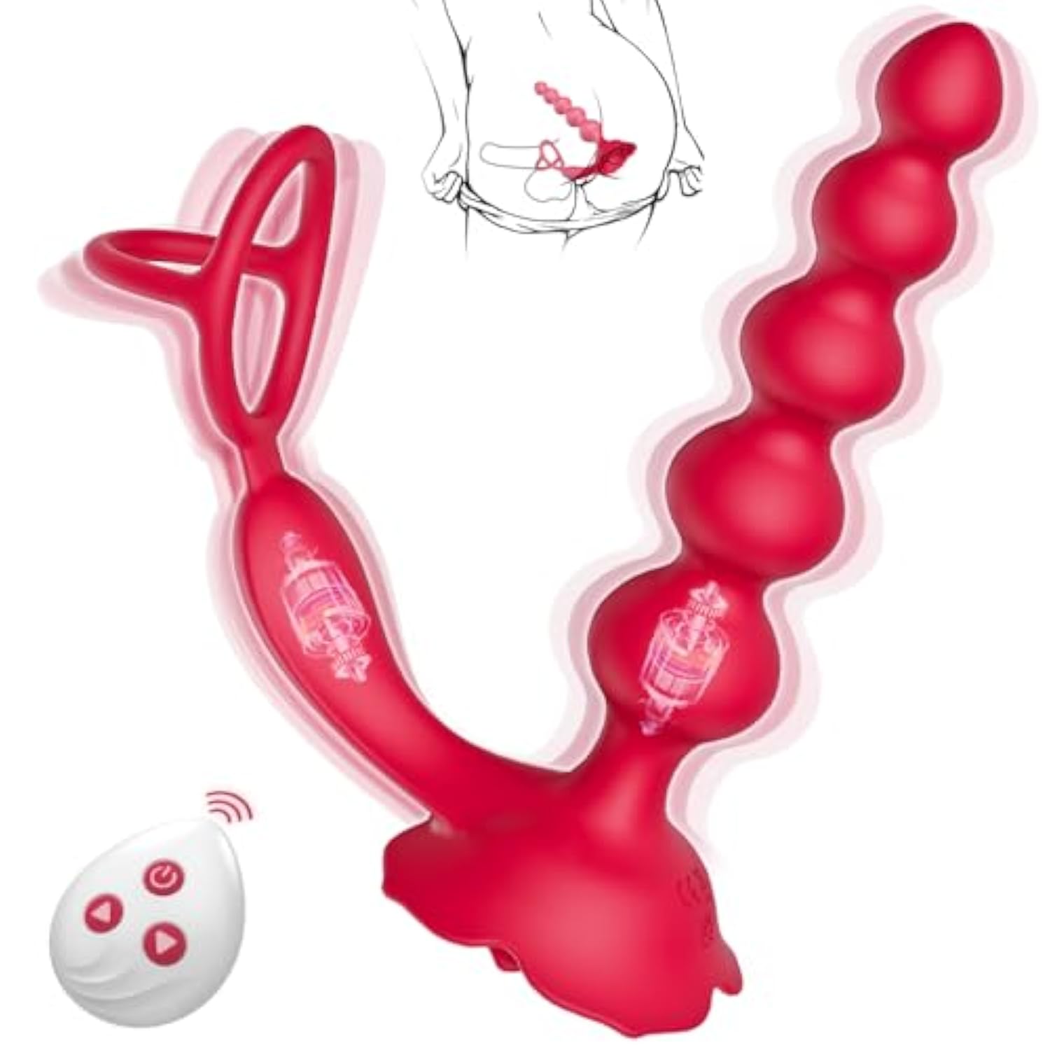 Vibrator Sex Toys Dildo For Men - Remote Control Rose Anal P Spot Prostate Massager With 10 * 10 Vibration & One-Click Burst, Anal Beads With Dual Motor Cock Ring Sex Toy For Solo Couple Play