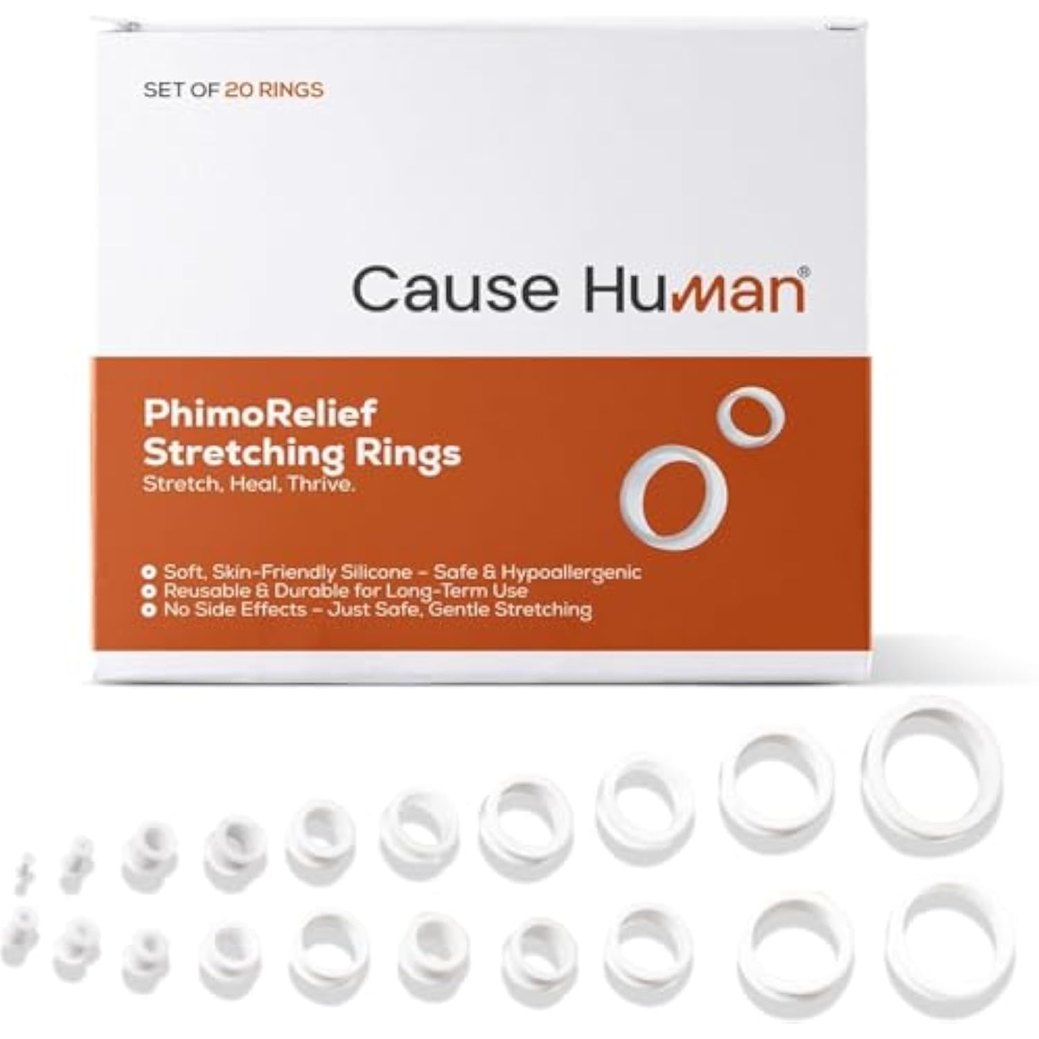 Phimorelief Stretching Rings– Set Of 20 Silicone Rings For Gentle Daily Use | Hypoallergenic, Reusable | Helps Support Natural Skin Flexibility | Phimosis