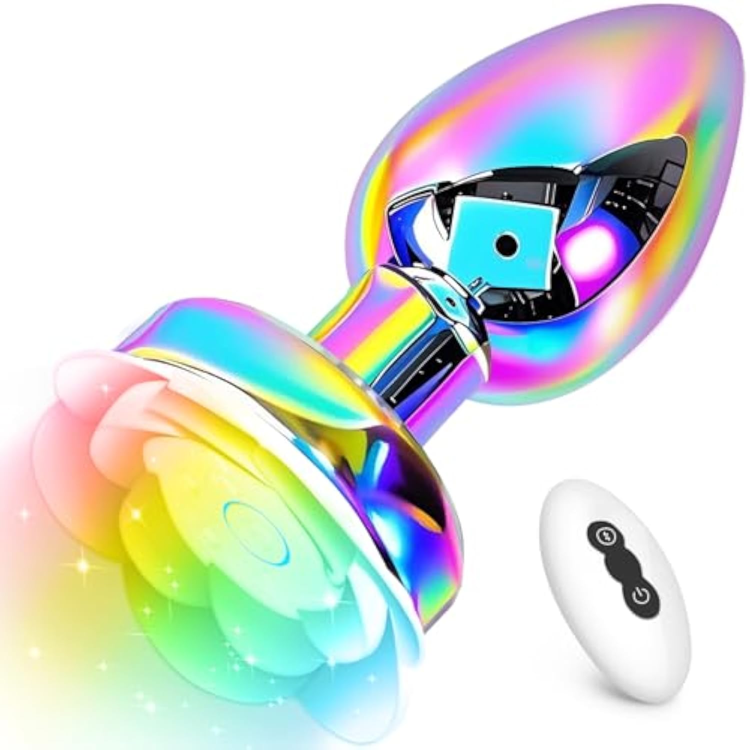 Colorful Metal Anal Plug Vibrator Adult Sex Toy, 10 Vibrations Butt Plug Prostate Massage,10 Colors Light Up Butt Plug Adult Toys, Remote Control Anal Vibrators Anal Sex Toys For Men Women Games