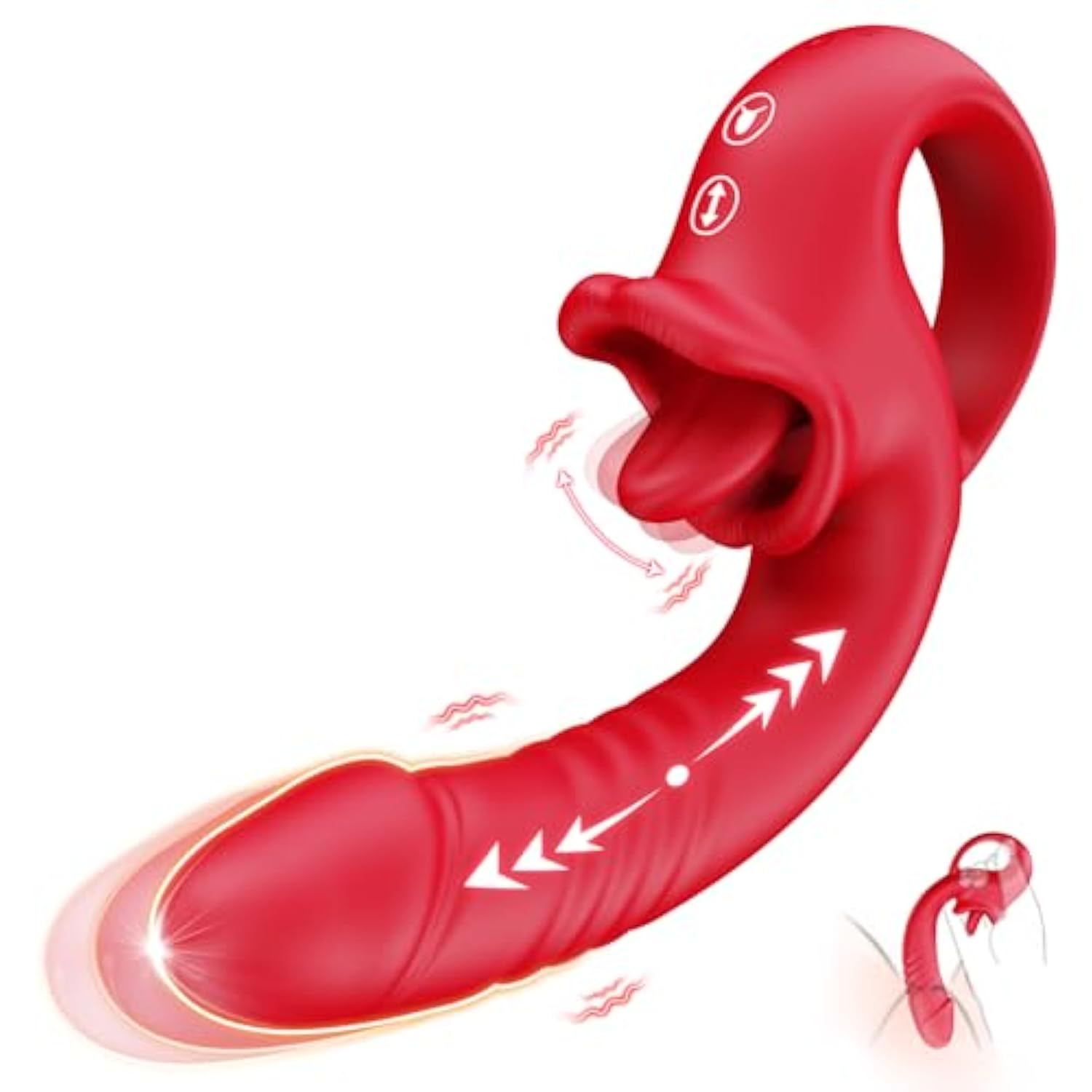 Thrusting Dildo Vibrator Sex Toys For Women, Dildos Adult Toys G Spot Clitoral Licking Vibrator With 10 Thrusting Vibration & 10 Tongue Licking Modes, Silicone Clitoral Stimulator For Couple (Rose)