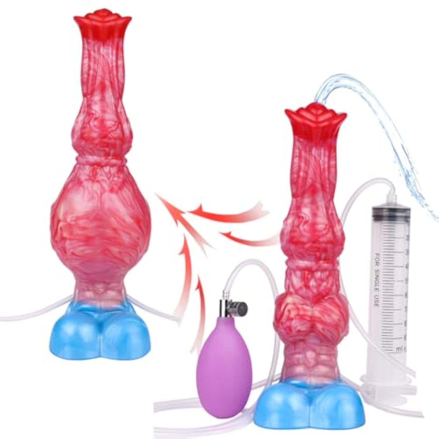 Simulation Squirting Horse Dildo Inflatable Knot Squirting Dildo Inflatable Butt Plug Sex Toy With Suction Cups