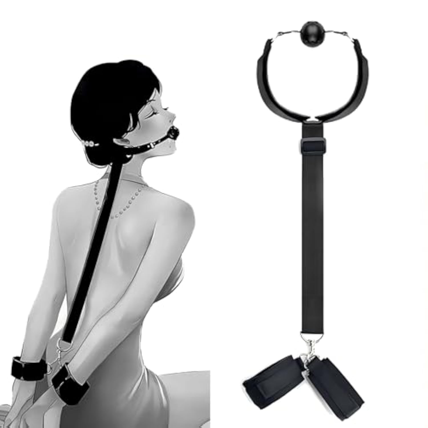 Sex Bdsm Bondage Restraints Kit Sex Toys Ball Mouth Gag With Handcuffs Wrist Sex Cuffs Adjustable Ball Gag Collar Bondage Set For Adult Couples Sm Games