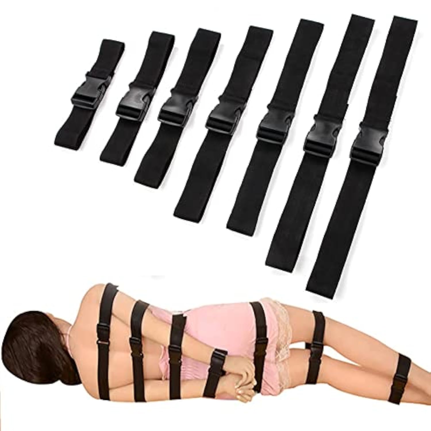 Sex Bondage Set 7 Pcs Tie Ropes Bdsm Restraints Rope For Adult Sm Sex Toys For Couples Flirt Play Fetish Cosplay Adjustable Belts Wrist Leg Body Straps Bed Harness Cuffs Kits Unisex Adult