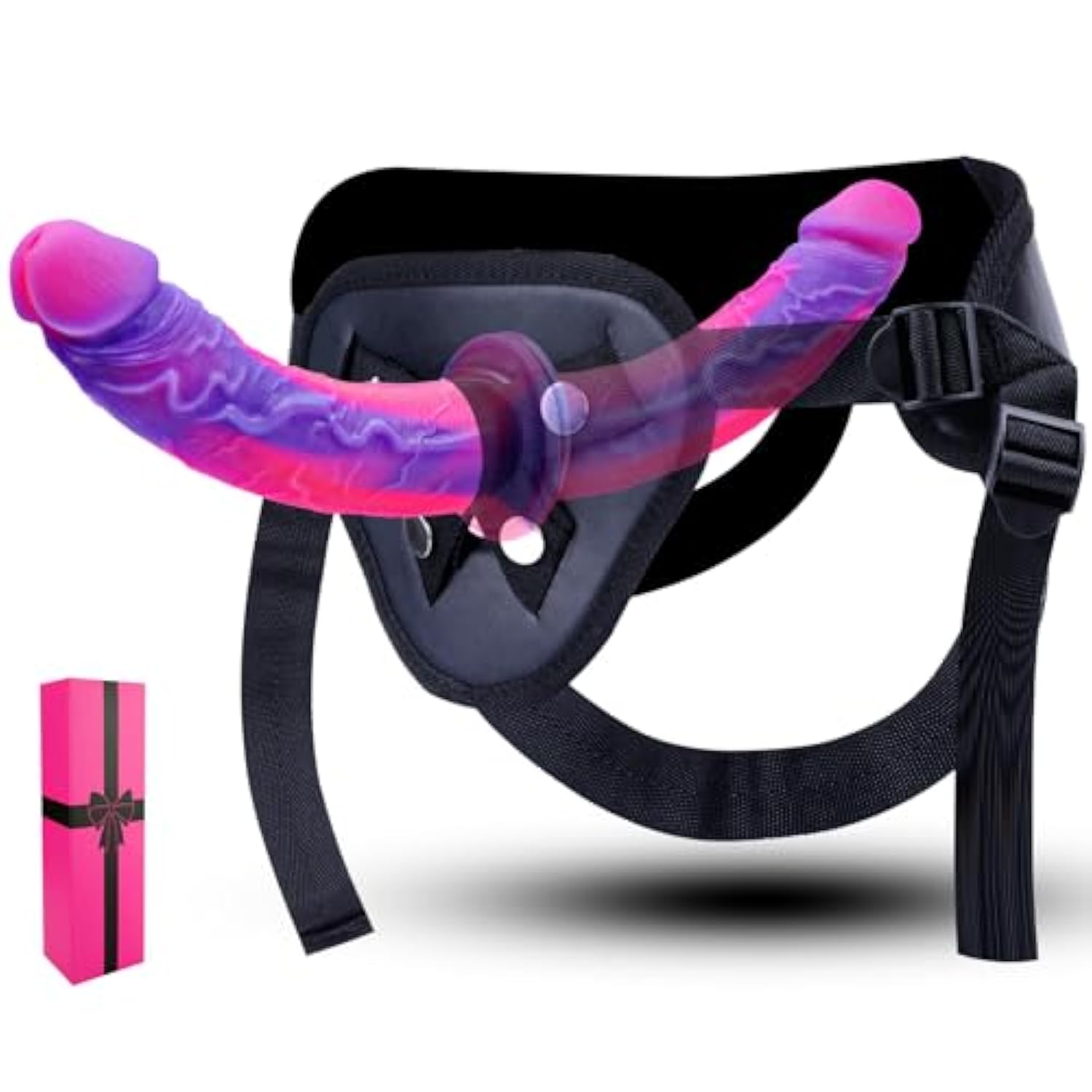 Strap On Silicone Double Sided Suction Dildo For Women, Adjustable Wearable Realistic Fantasy Double Ended Head Dildo (7" * 2), Strapless Harness Pegging Small Dildos Anal Sex Toy For Beginner Lesbian
