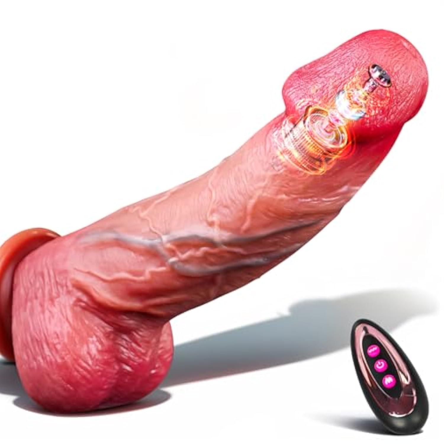 Thrusting Dildo Vibrator For Women - 9.8 Inch Realistic Dildos With 9 Thrusting & 9 Vibrating & Heating Modes, Remote Control & Strong Suction Cup For G Spot & Anal Stimulator