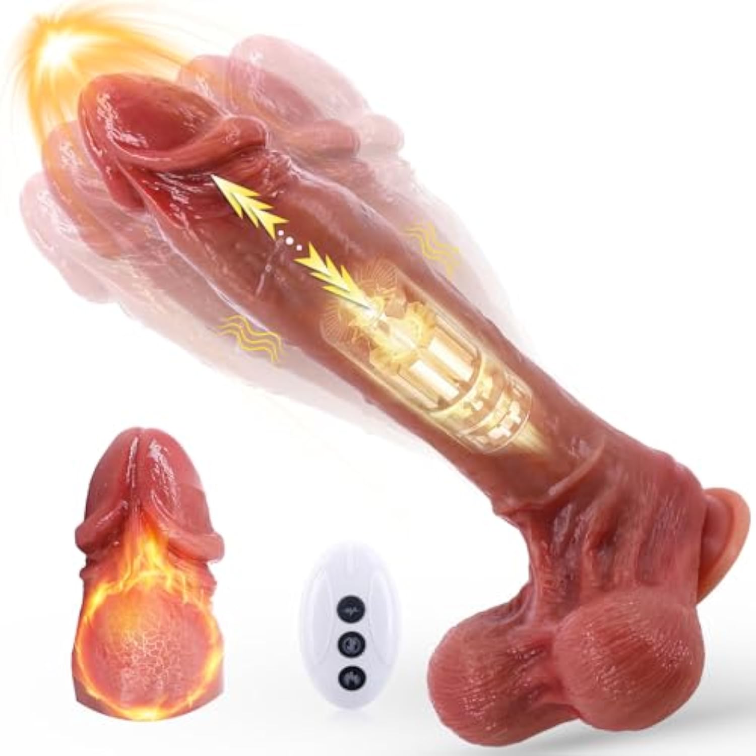Thrusting Dildo Realistic Huge Penis Vibrator Sex Toys With Suction Cup, 4In1 Thick Dildo With Thrusting Swing Vibrating And Heating Modes Remote Control Big Dildos Anal Pluge For Women Men