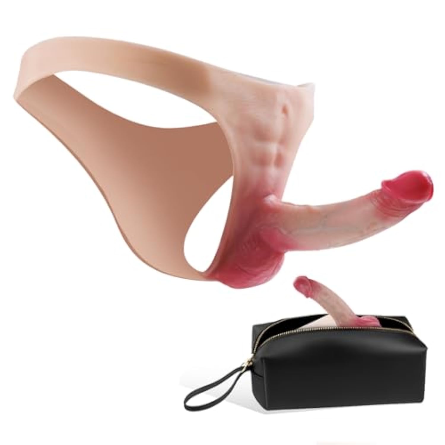 Realistic Strap On Harness Dildo, Ultra Elastic Silicone Dildo Triangle Underwear Panties, Wearable Strapon Penis With Soft Skin-Like For Pegging, Couples, Lesbian, Gay, With Sex Toy Storage Bag