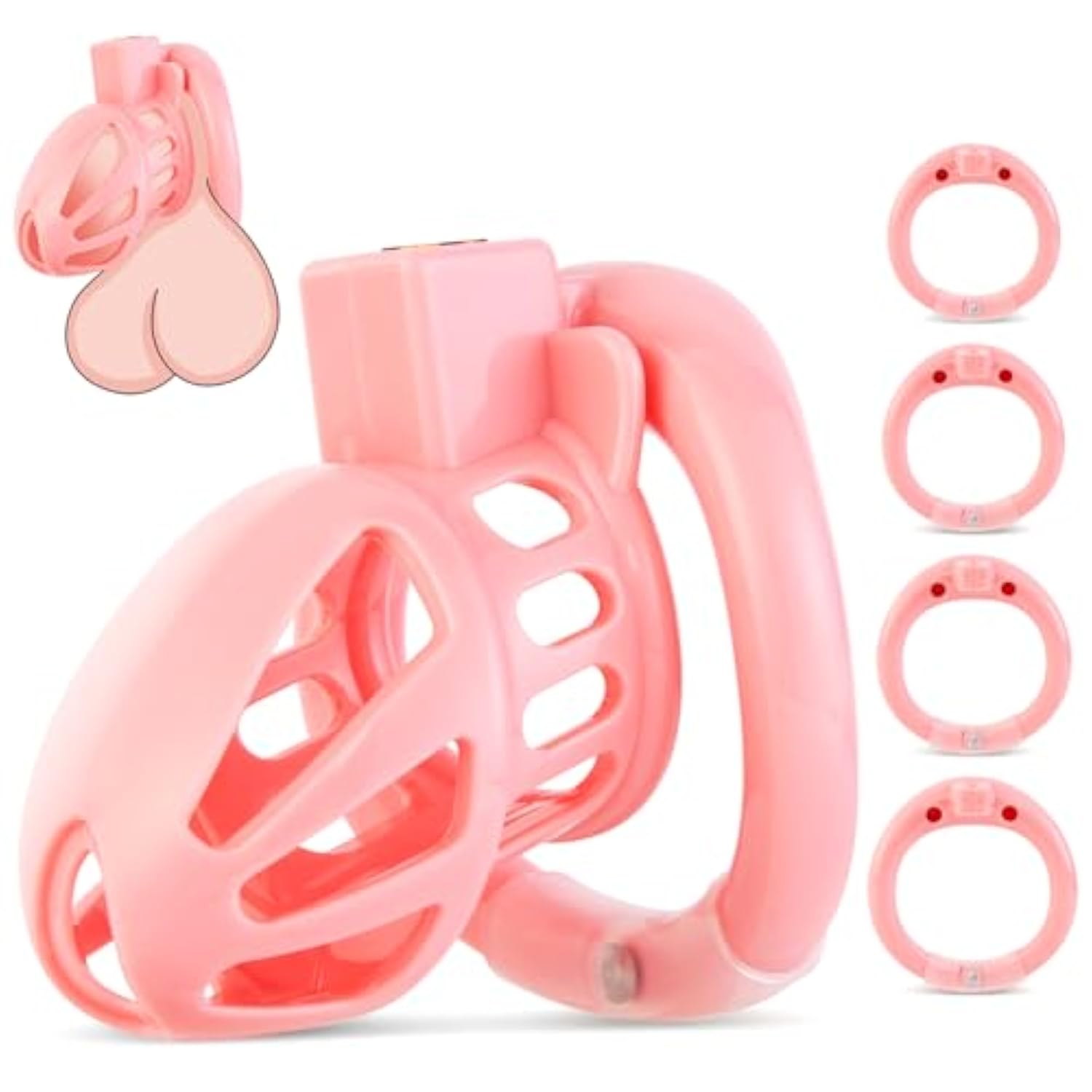 Male Chastity Device Cock Cage - Lightweight Vertical Invisible Lock Chastity Cage For Men With 4 Active Rings & 2 Keys Adult Sex Toys For Male Penis Exercise And Abstinence, Transparent