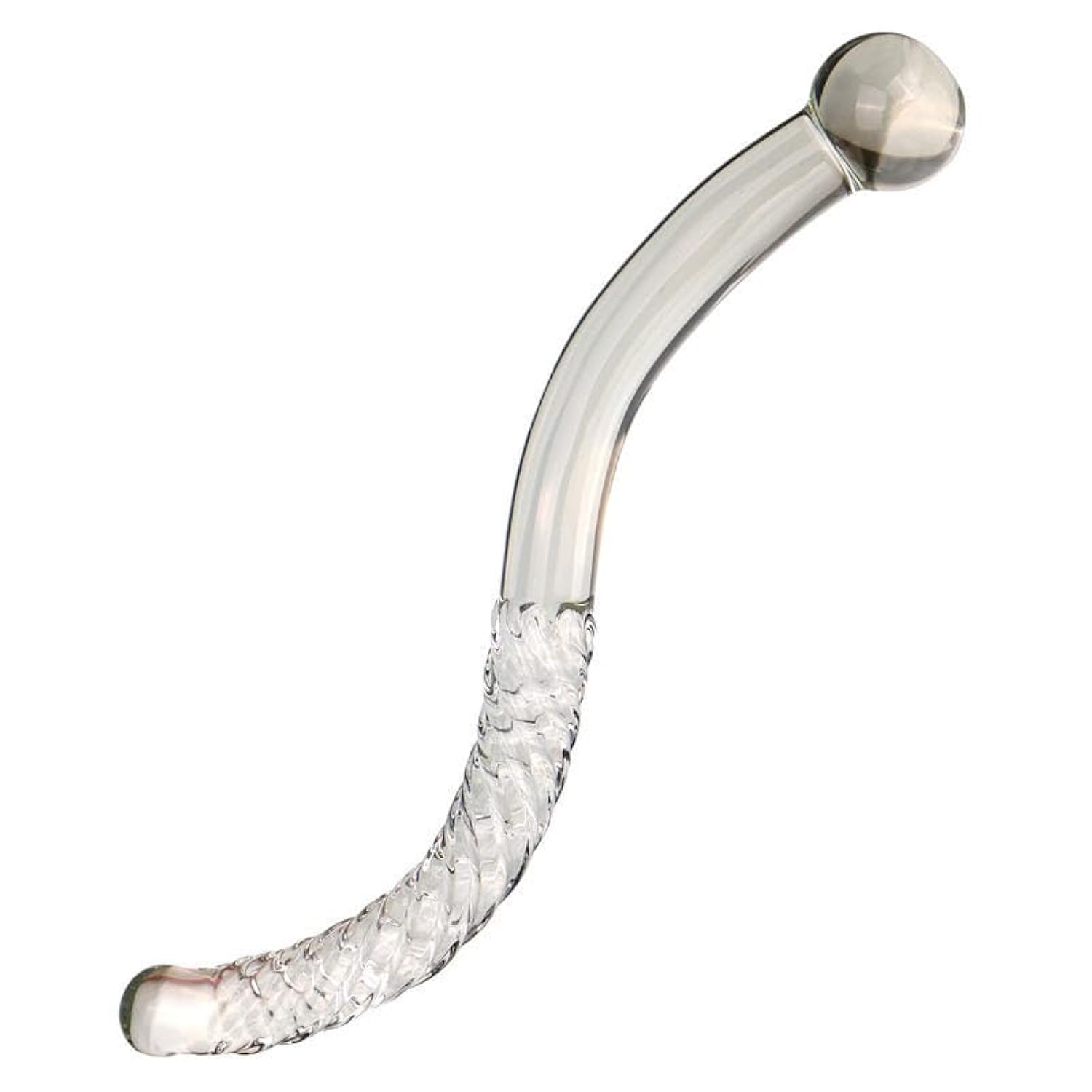 Glass Dildo Crystal Double-Ended Penis Pleasure Wand Crystal Glass Wand Dildo S Shape-Curved Dildo Anal Butt Plug For G-Spot Stimulation