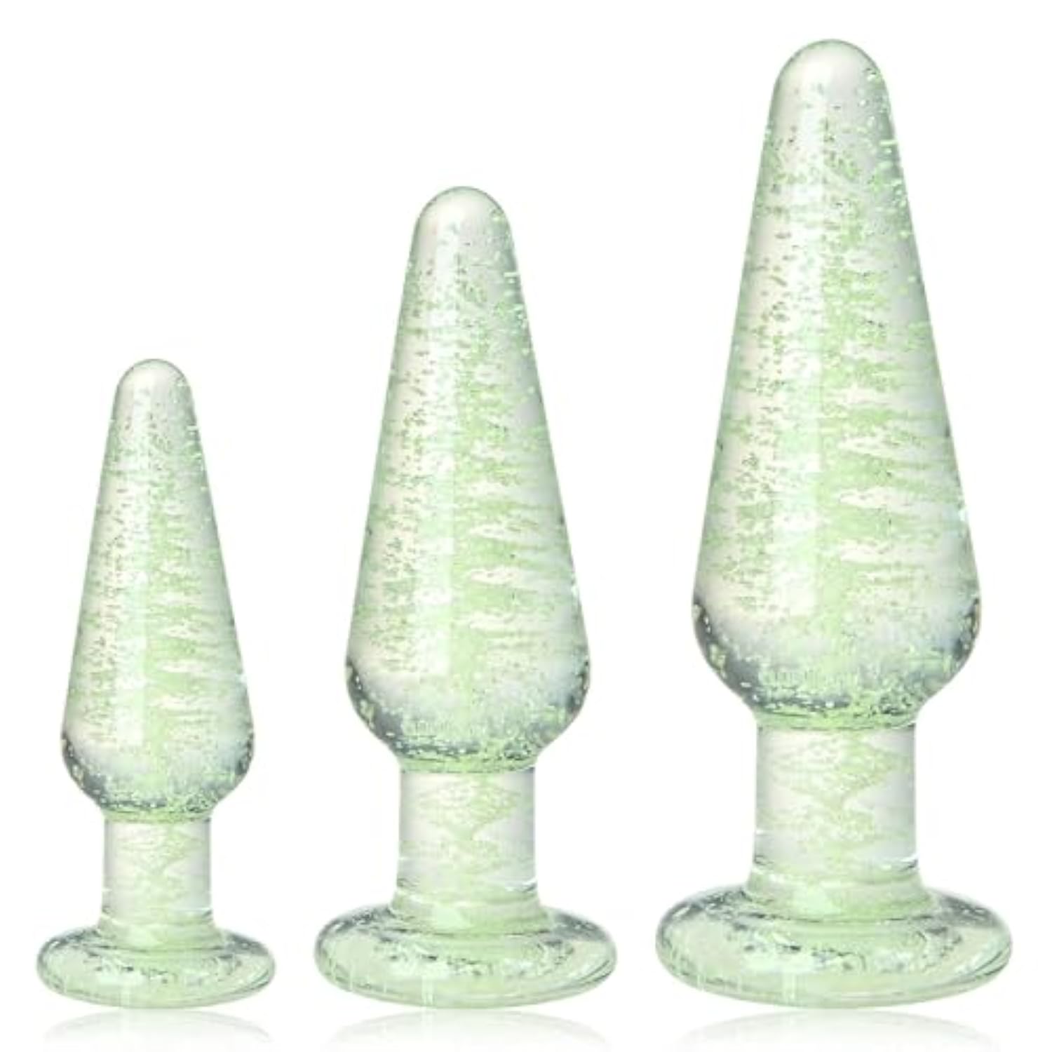 Glass Anal Plug Set Glow In The Dark 3 Piece Crystal Butt Plug Training Kit Sex Toys For Adult Men Women Couples