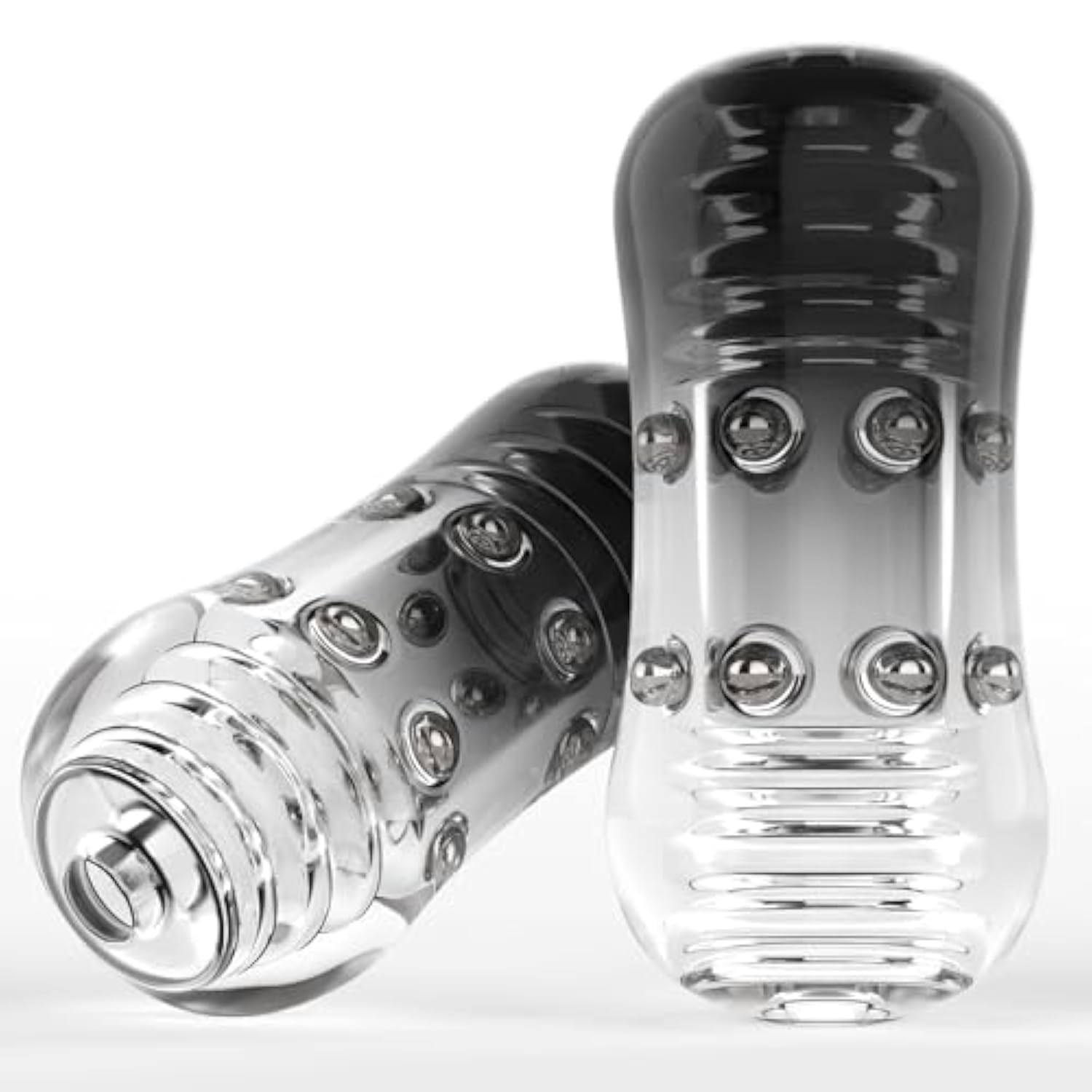 3D Realistic Pocket Pussy With 12 Stimulating Beads & Suction Technology - Transparent Tpe Sleeve, Realistic Textured Design, Portable Discreet Sex Toy For Men (Black+Transparent)