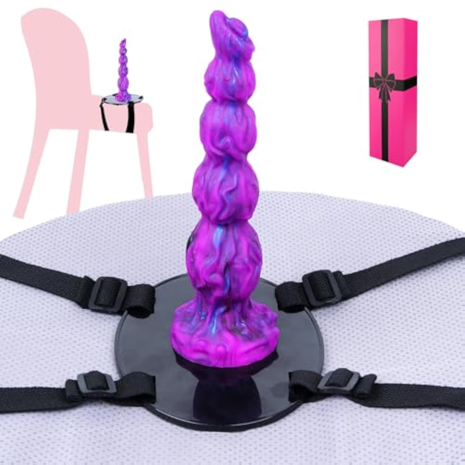 Extra Large Suction Cup Dildo Mount Sex Saddle Swing Chair, Realistic G-Spot-Dildo Pillow Hands-Free Strapped Riding Adult Toy, Women Gay Machine Platform Base Couples Sex Toy (Dildo-Not-Included)
