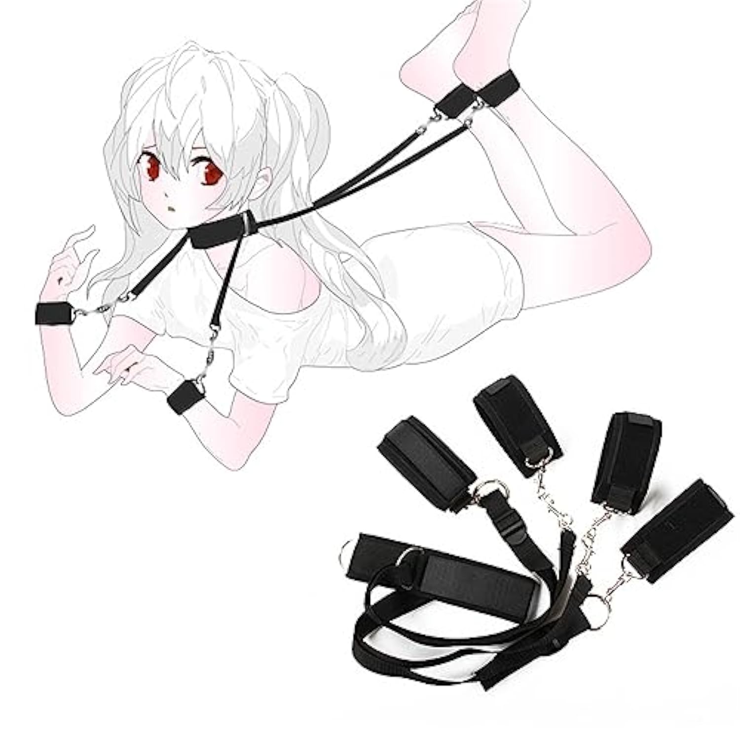 Bdsm Handcuffs Sex Bed Adult Set, Sex Bondage Restraints Straps Cuffs, Adjustable Leg Restraints Open Legs Fetish Handcuffs Kit Cuff Restraint Set Couples Sex Toys For Couple Sex Play