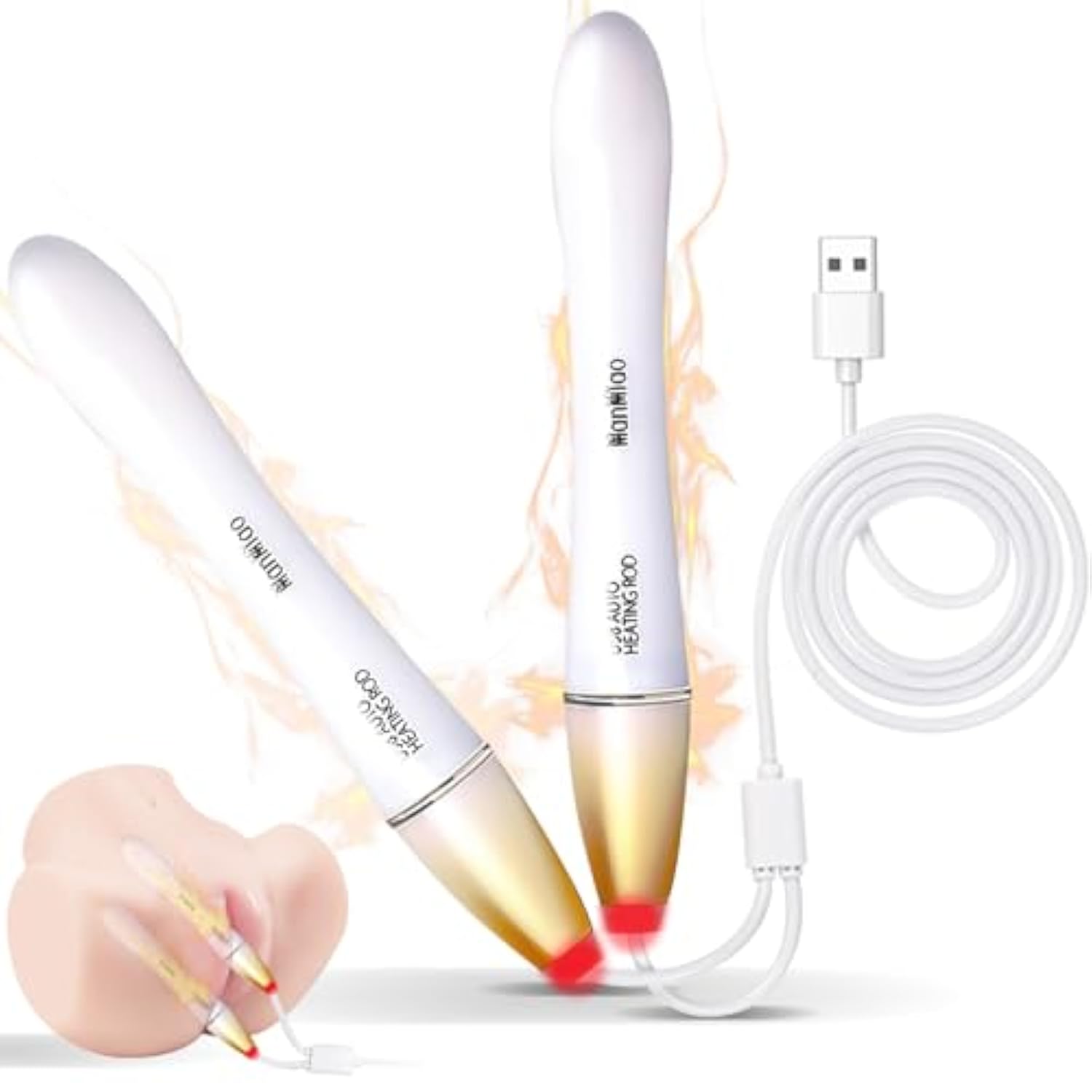 Double Toys Heater Male Masturbators Heating Rods Double Pocket Pussy Warmer Heating Sticks For Sex Doll Anal Vaginal Adult Sex Toy 2 Heater In 1 Cable