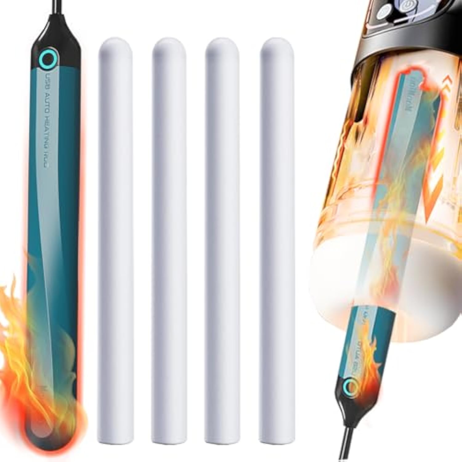 Male Masturbators Warmer 4 Pcs Drying Stick, Heating Stick Usb For Sex Toys Heat, 115°F Fast Heating?Water Silicone Toys Absorption Rods Desiccant, Erotic Doll Anal Pocket Playthings Warming Stick
