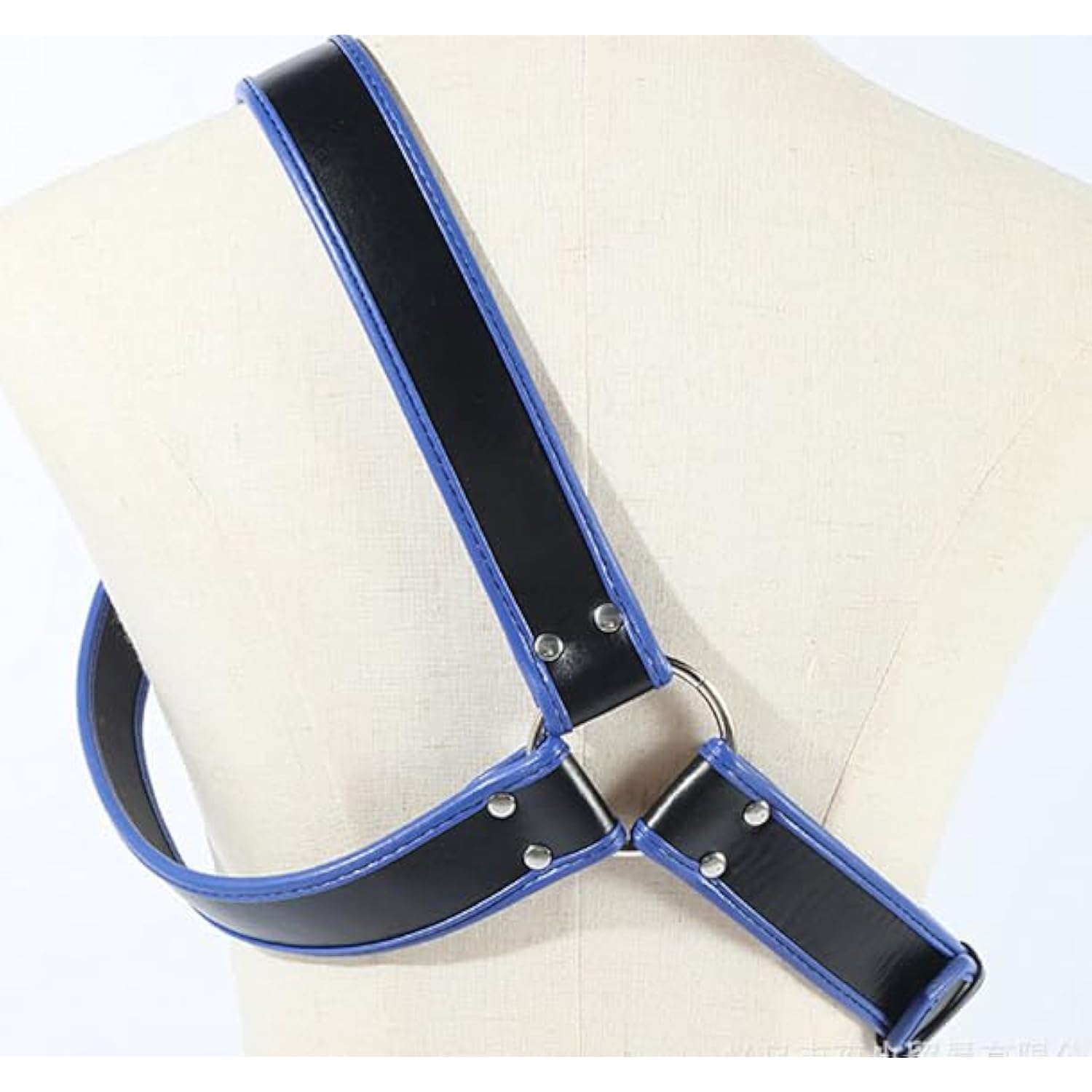Men'S Leather Bondage Lingerie - Sensual Fetish Wear For Nights Out At Clubs & Bars, Includes Single Shoulder Strap, Perfect For Bdsm And Role Play (Blue)