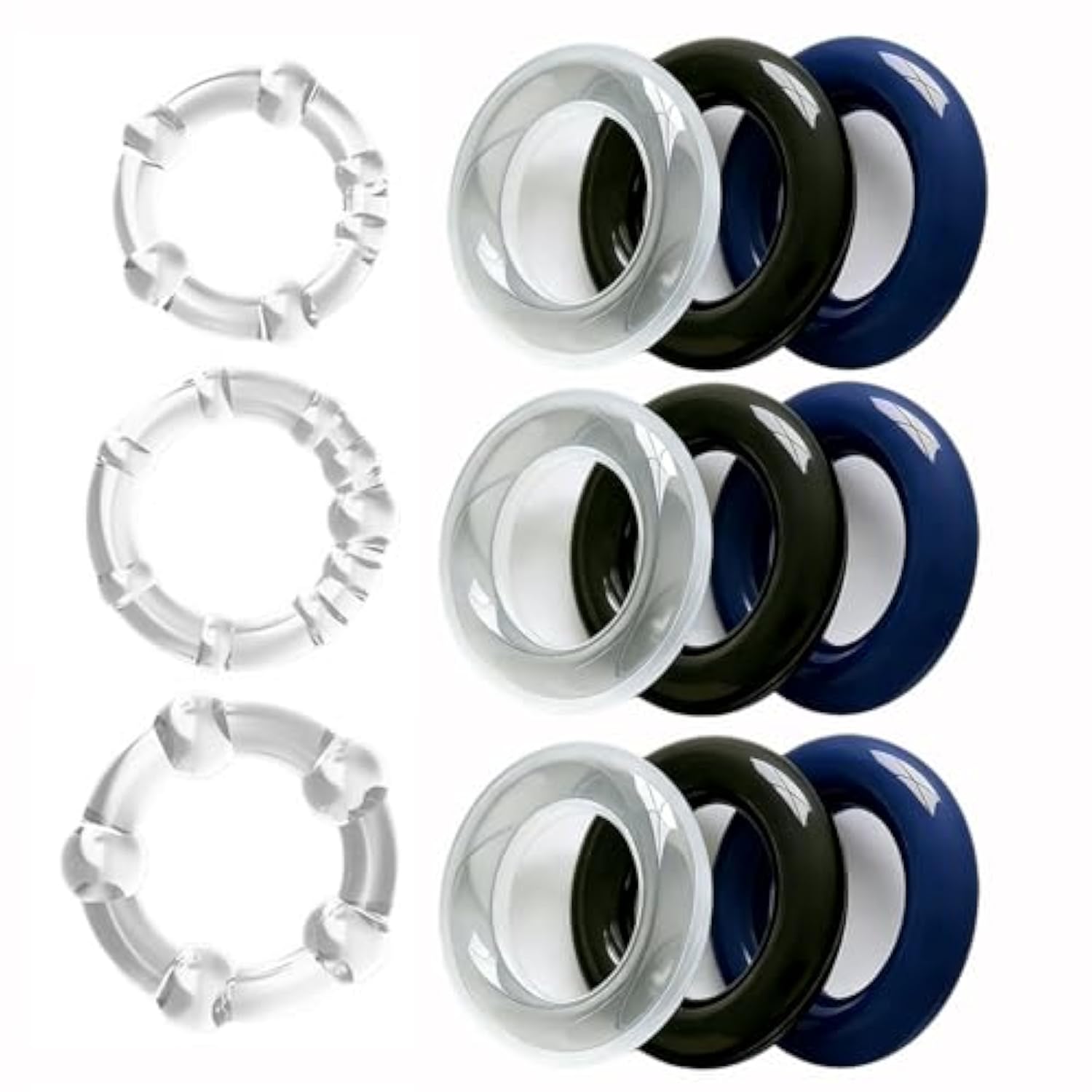 Sex Toys 12Pcs Penis Ring Silicone Cock Rings Multi-Coloured Cockring Cock Sexual Stimulation Device Games For Men Erection Enhancing Long Lasting Stronger Adult Sex Toys For Men Couple (Transparent)