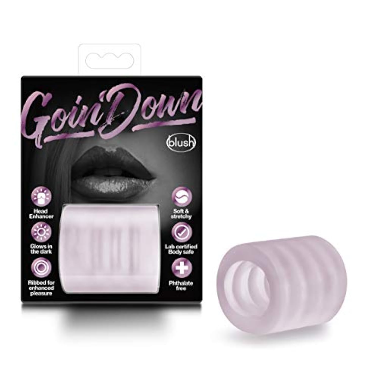 X5 Men Goin Down Bj Stroker - Oral Sex Enhancing Masturbator Ribbed Male Stroker - Glows In The Dark - Use Solo Or With Partner - Ultra Soft Made From X5 Plus - Men And Couples - Pink