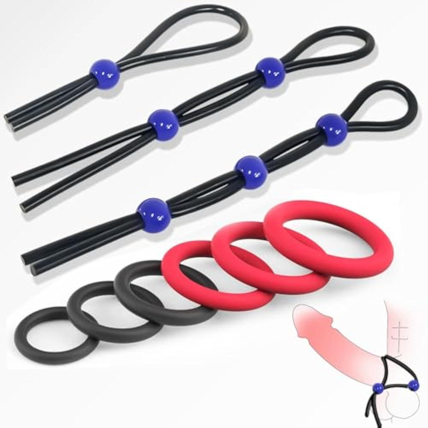 Adjustable Silicone Penis Ring,Multi-Coloured Cockring Cock Sexual Stimulation Device With 9 P Different Sizes For Erection Enhancing Long Lasting Stronger, Adult Sex Toys For Men Or Couple Pleasure