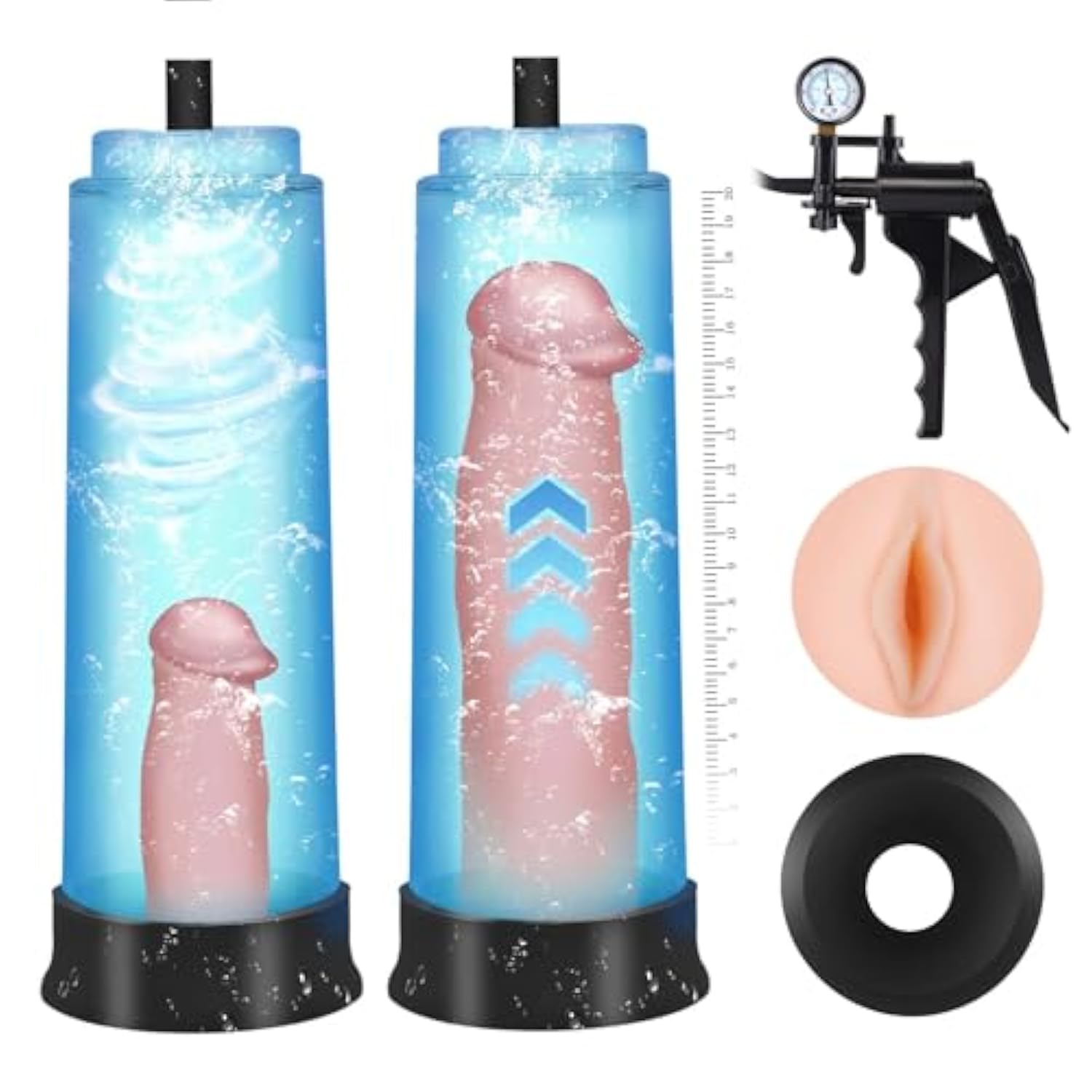 Vacuum Manual Penis Pump For Men - Male Enlarging Pump Extention Adult Sex Toys For Enlargement Penis Pump Enlarger Device With 2 Pcs Lifelike Vagina Sleeve Mens Cock Pumps