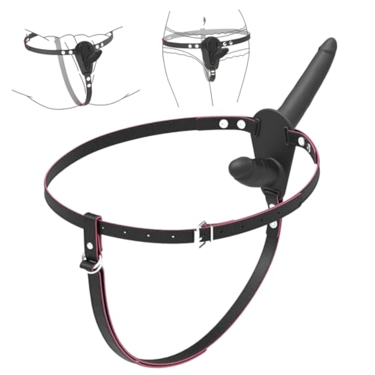 Strap On Dildo Adult Sex Toys - Double Sided Dildo Silicone Big Anal Dildos Toys, Strapon Harness Wearable Pegging Dildos G P Spot Stimulation, Adjustable Strapless Sex Toys For Women Lesbian(Black)