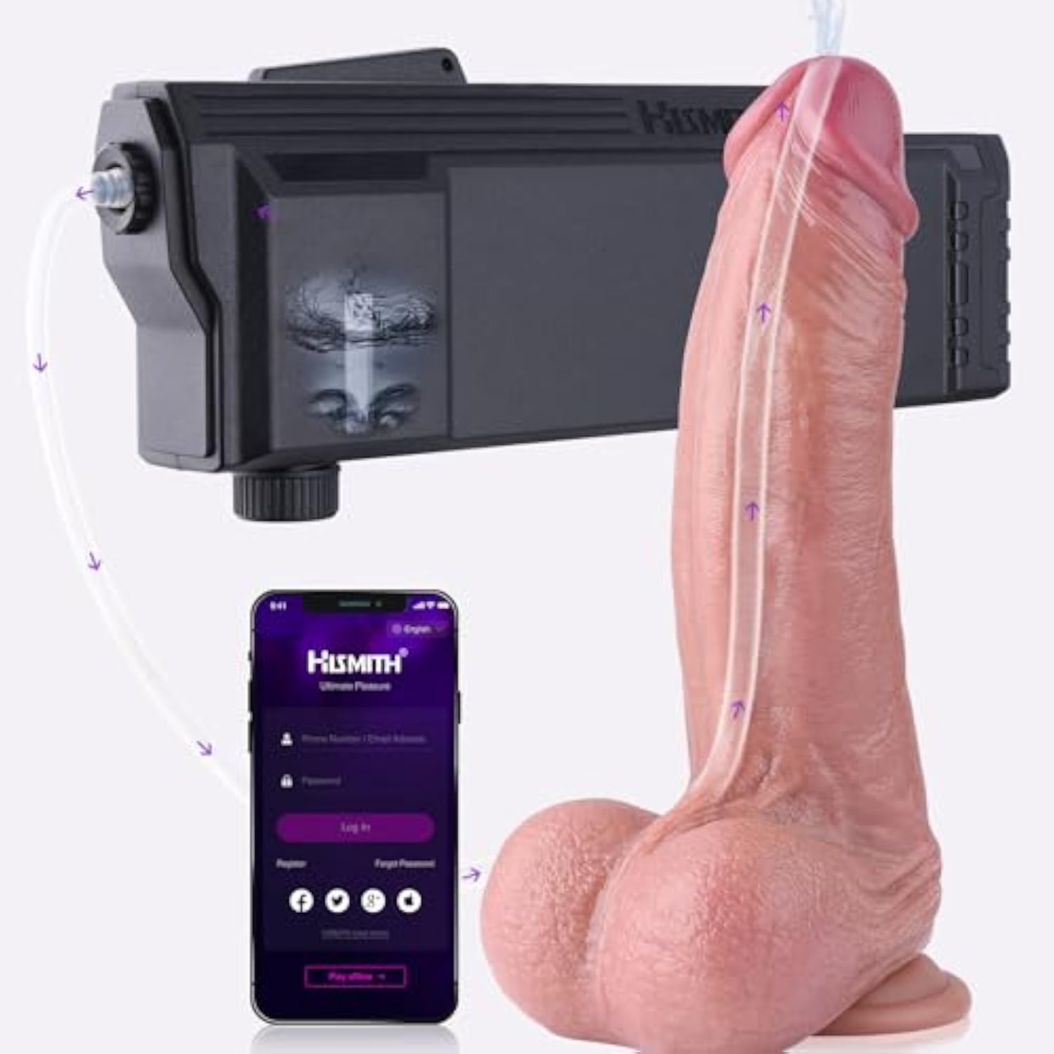 10.5” Squirting Realistic Thick Dildo, Huge Fat Dildo With App Controlled Automatic Lube Launcher, Lubricant Applicator With Silicone Realistic Dildo With Suction Cup Base, Adult Sex Toys