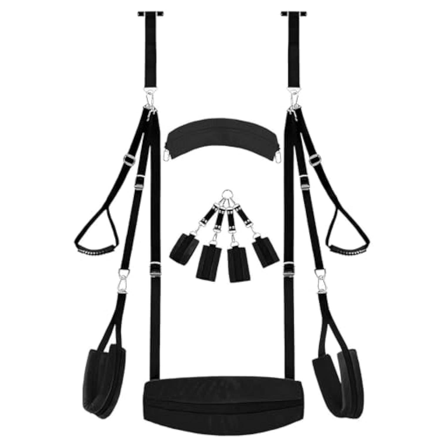 Bdsm Sex Swing Bondage Restraints Kit - 2 In 1 Door Sex Swings With Handcuffs Wrist & Thigh Slave, Sex Toys With Adjustable Straps Thigh Restraint Cuffs Neck To Leg, Adult Sex Toys For Couples, Black