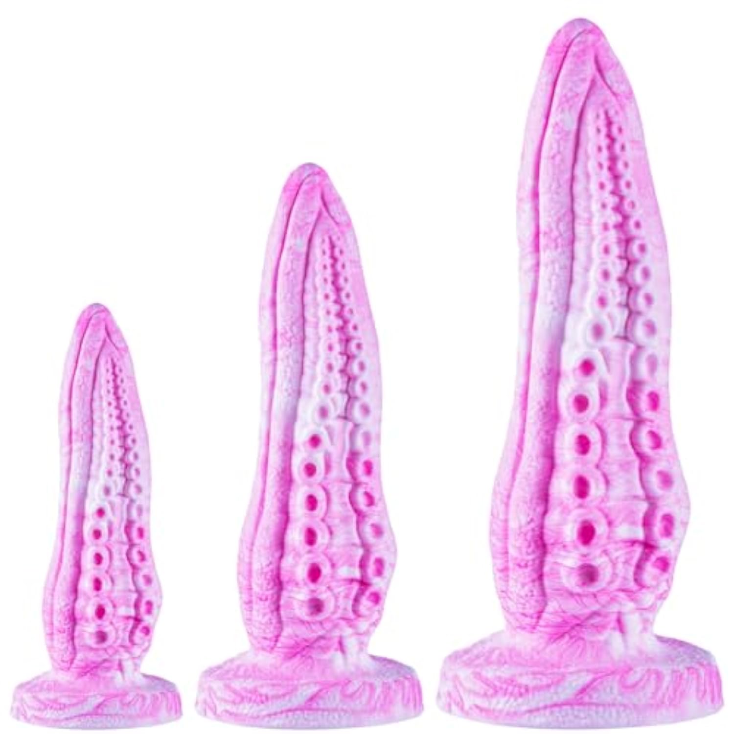 3 Pcs Tentacle Octopus Dildo Set (6” Small,7.6” Large,8.9” Huge), Silicone Realistic Thick Monster Suction Dildo Anal Training Set, Fantasy Animal Big Penis Anal Plug Sex Toys For Women Beginners Pink