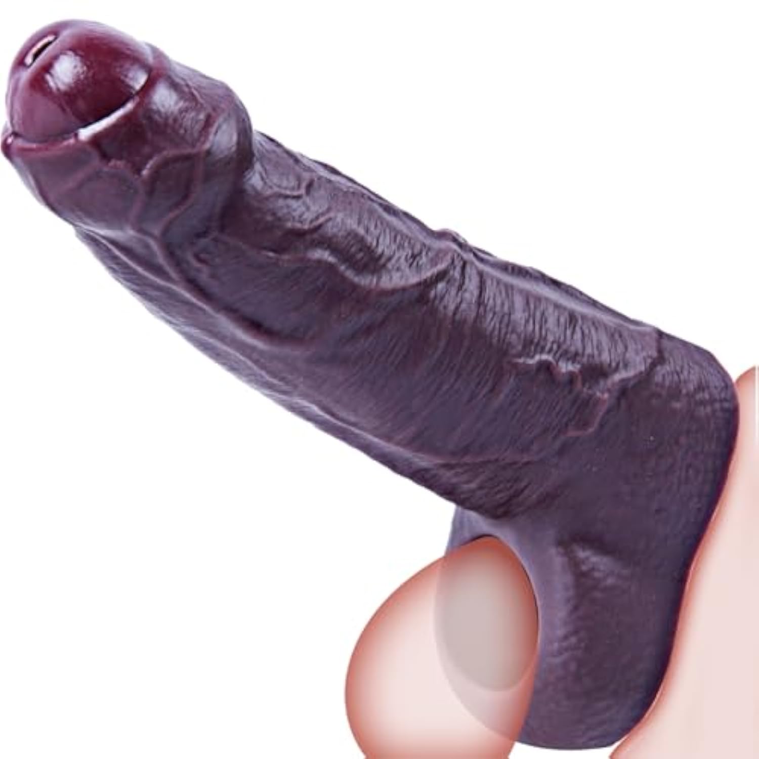 Black Medium Penis Sleeve With Red Head – Silicone Cock Extender For Men, Realistic Design With Lifelike Veins And Enhanced Stamina For Long-Lasting Pleasure