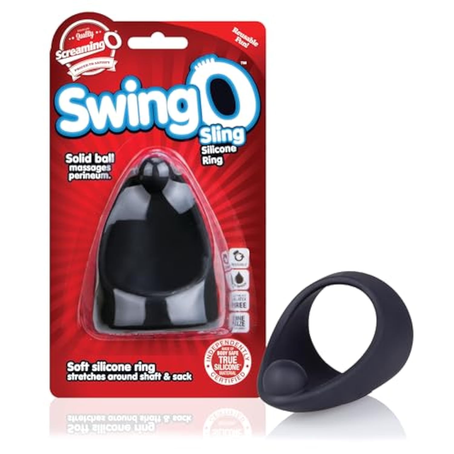 Swingo Sling Penis Ring - Couple Sex Toys - Dick Rings For Mutual Pleasure - Cockring - Black