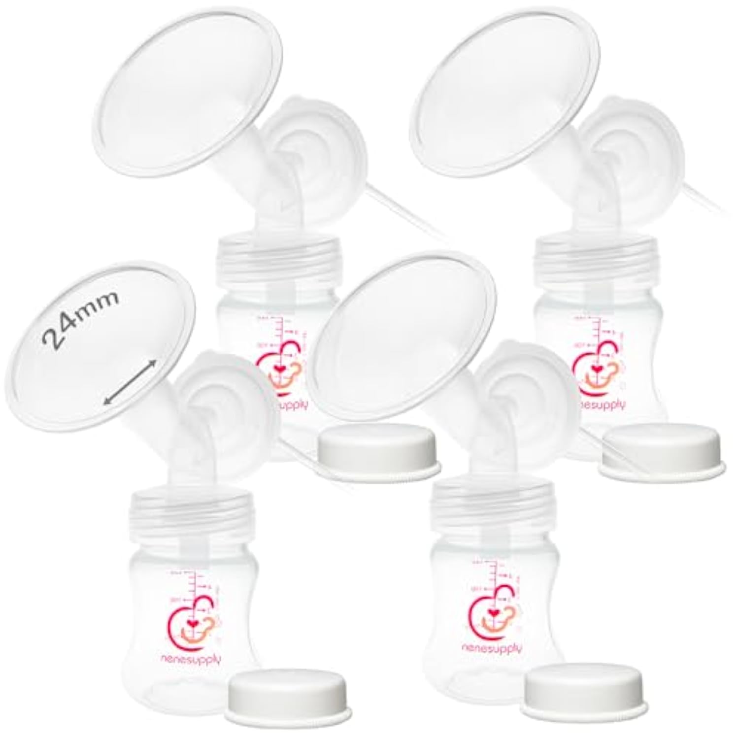 Nenesupply Pump Parts Compatible with Spectra S2 S1 9 Plus Breast Pump to Replace Spectra Pump Parts S2 Accessories Flange 24mm Duckbill Valve Tubing Pumping Bottles Backflow Protector (24mm x 4 Sets)
