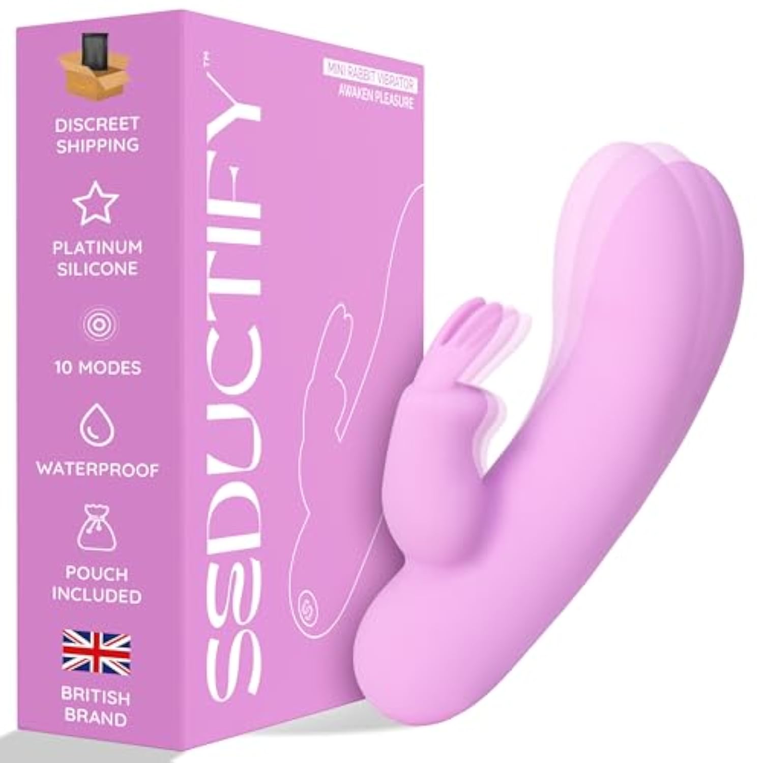 Mini Rabbit Vibrator For Dual Stimulation, G Spot Couples Intimate Personal Massager, Rechargeable & Waterproof Silicone Adult Wellness Device