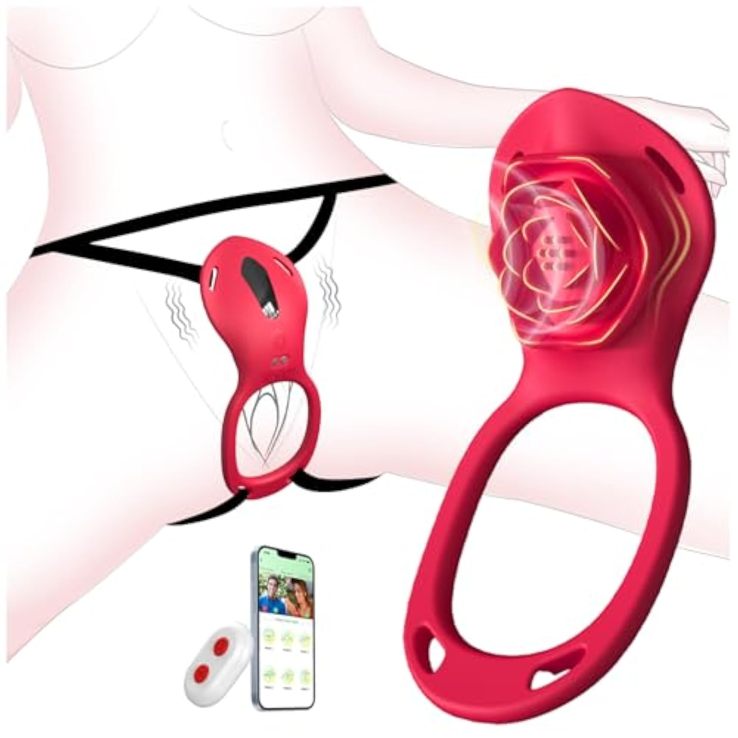 Couples Rose App Remote Control Wearable Vibrator, Couple Women Adult Sex Toys Games For Men, Hands Free Panty Clitoris Vibrator Vibrating Cock Ring, Bdsm Female Sex Toy Clitoral Stimulator