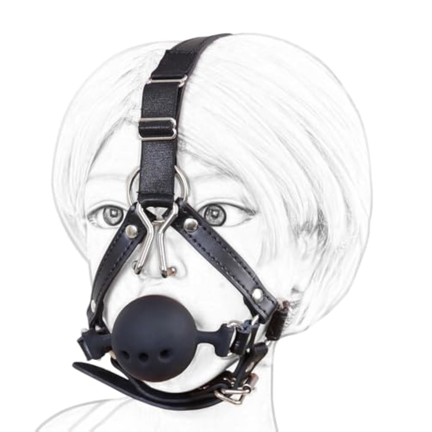 Bdsm Open Mouth Gag Silicone Ball Gag Nose Hook Sm Adjustable Open Mouth Ball Gag Fetish Head Harness Erotic Sex Toy For Women Men Adults Couples Sex Bondage Restraints Sex Game Flirt Slave Role Play