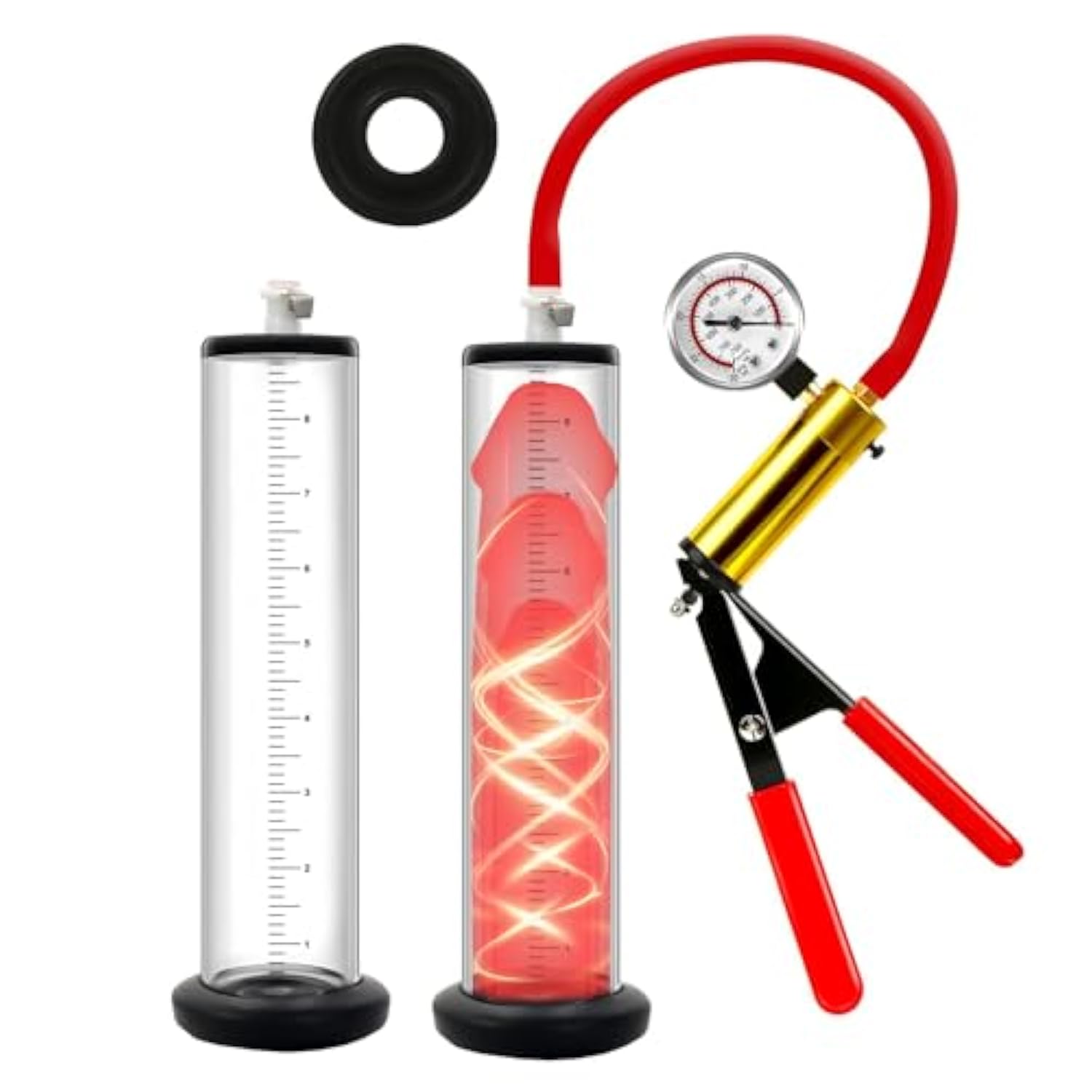 Penis Pump Manual Penis Pumps With Metal Handle Dick Pump With Pressure Gauge Sex Toys - Pumps & Enlargers Cock Pump With Dial Penile Vacuum Pump For Men To Increase Penis Size (2In)