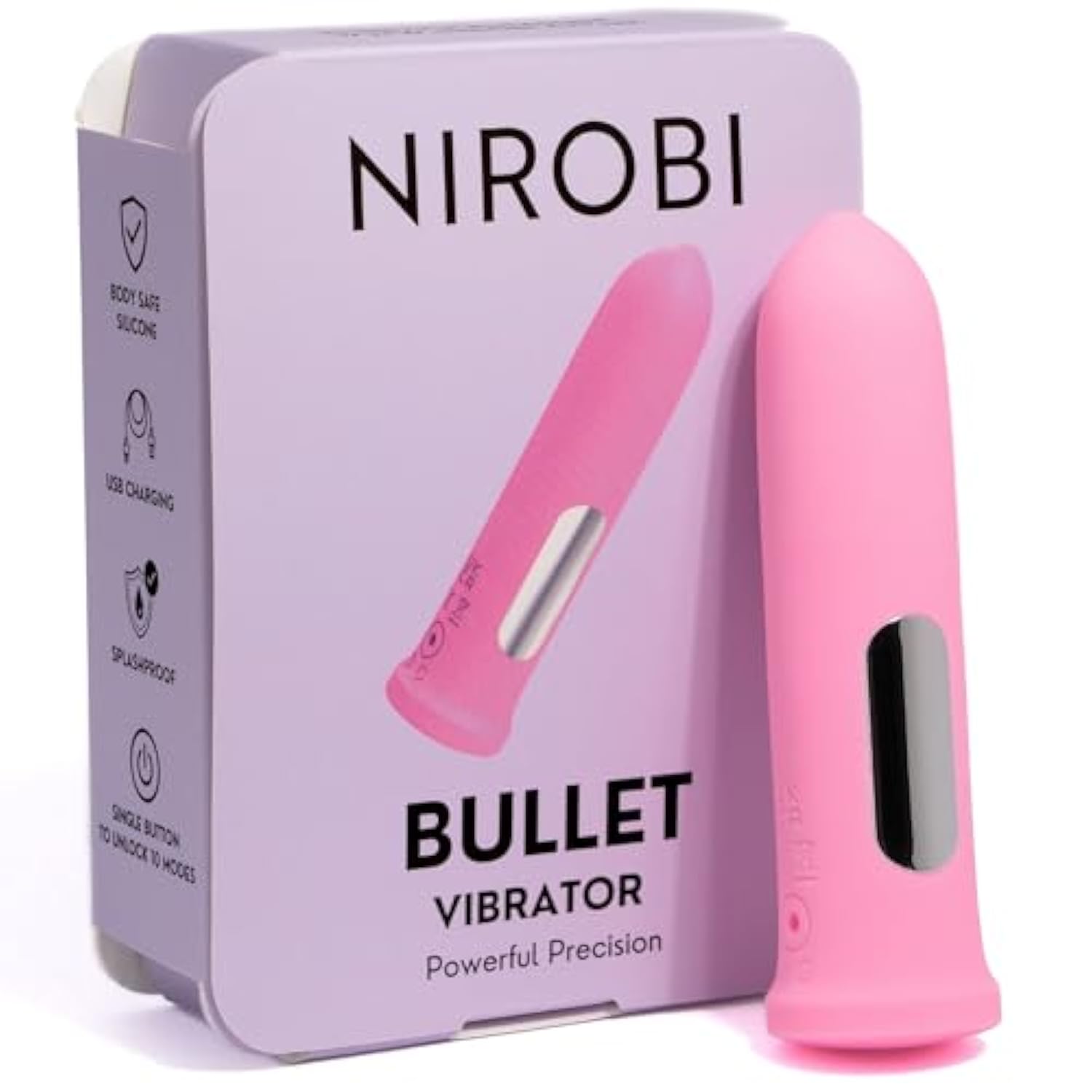 Bullet Vibrator For Women, Quiet Mini Vibrator, Body Safe Silicone, Waterproof, Usb Rechargeable, Ladies Personal G Spot Adult Sex Toy Massager, 10 Strong Vibration Settings - (Pink)