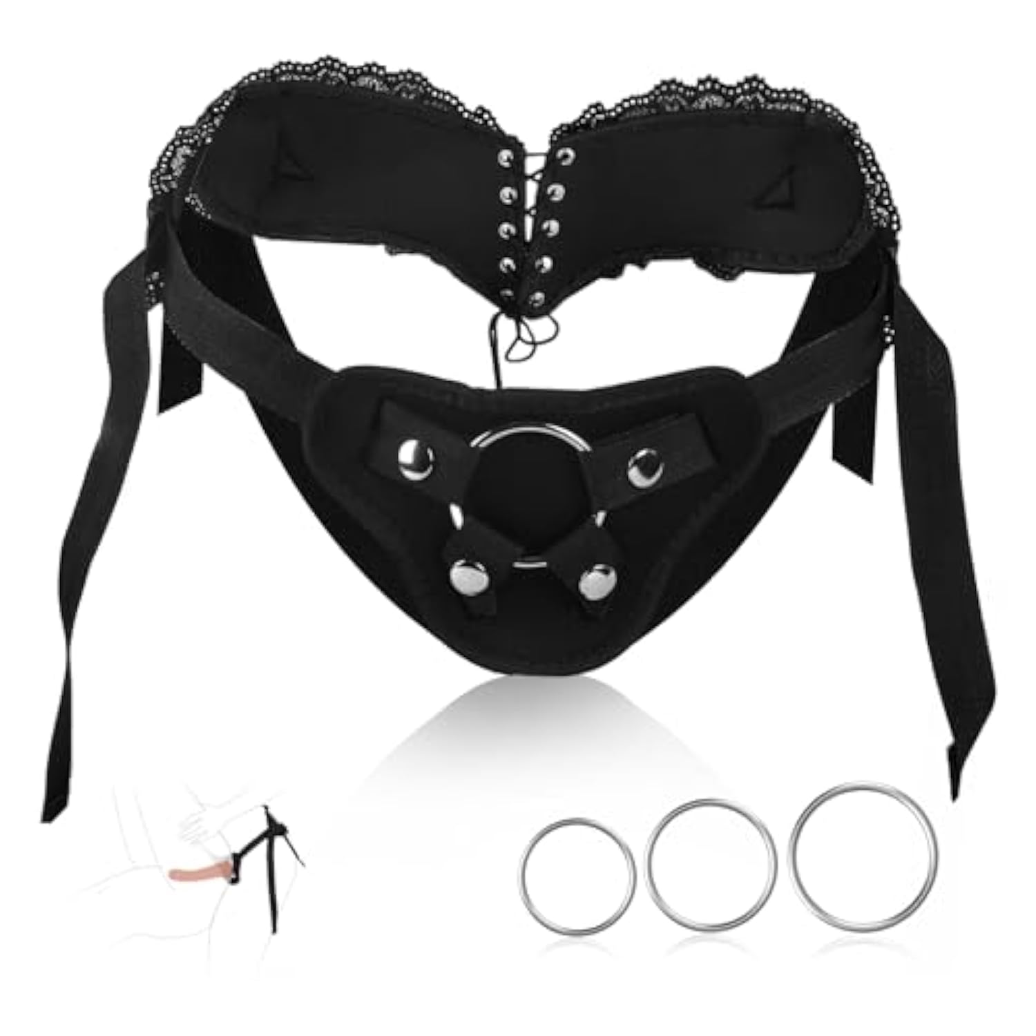 Strap On Harness Adult Sex Toys - Adjustable Strapon Pegging Dildo With 3 Different Sized O-Ring,Strapless Strap On Dildo Harness For Women,Suction Cup Penis Compatible,For Lesbian Gay Couple