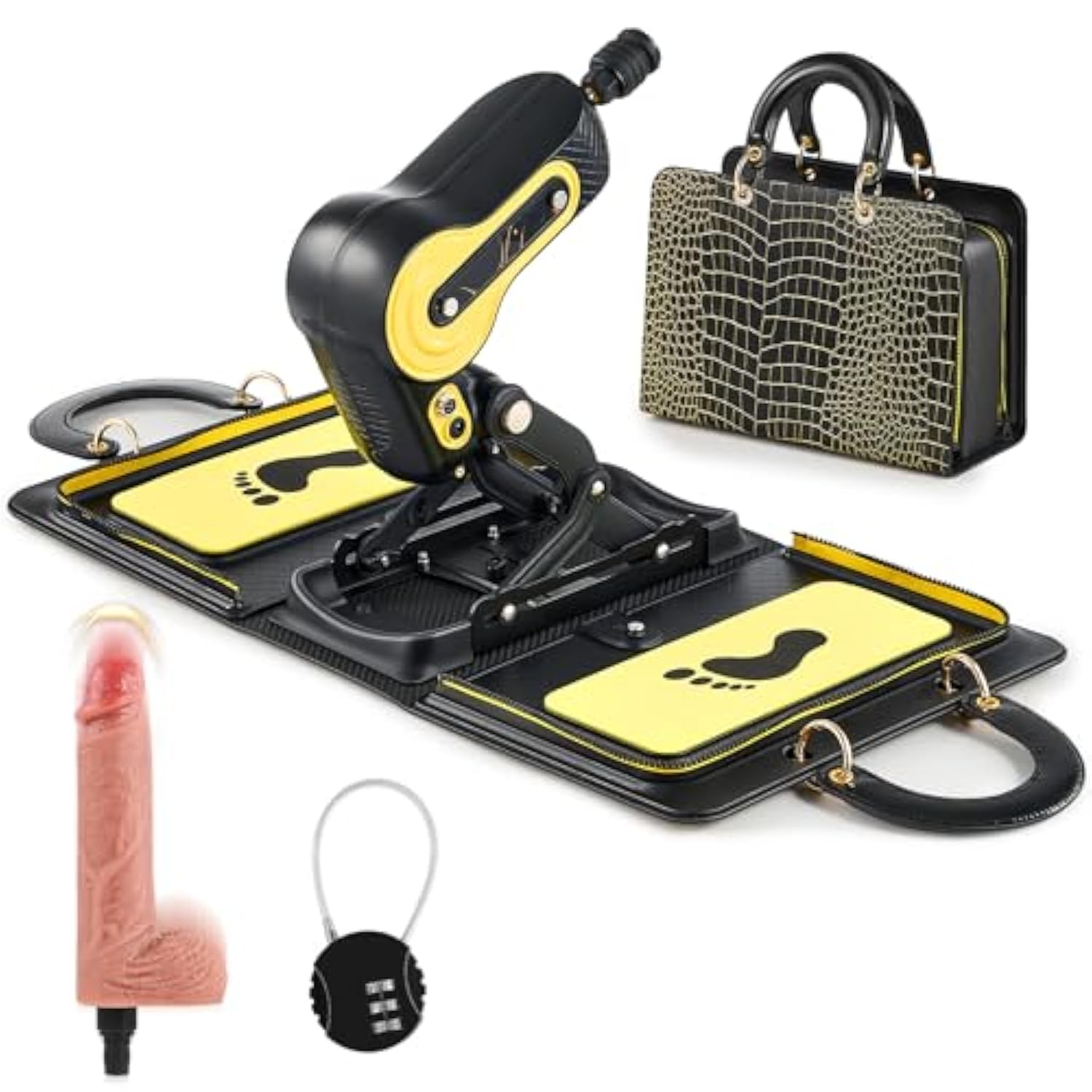 Handbag Sex Machine, Portable Thrusting Sex Machine With Vibration Dildo For Women Men Couples, Automatic Adult Sex Toys Dildo Machine For Vaginal Anal Massage Masturbation, Black