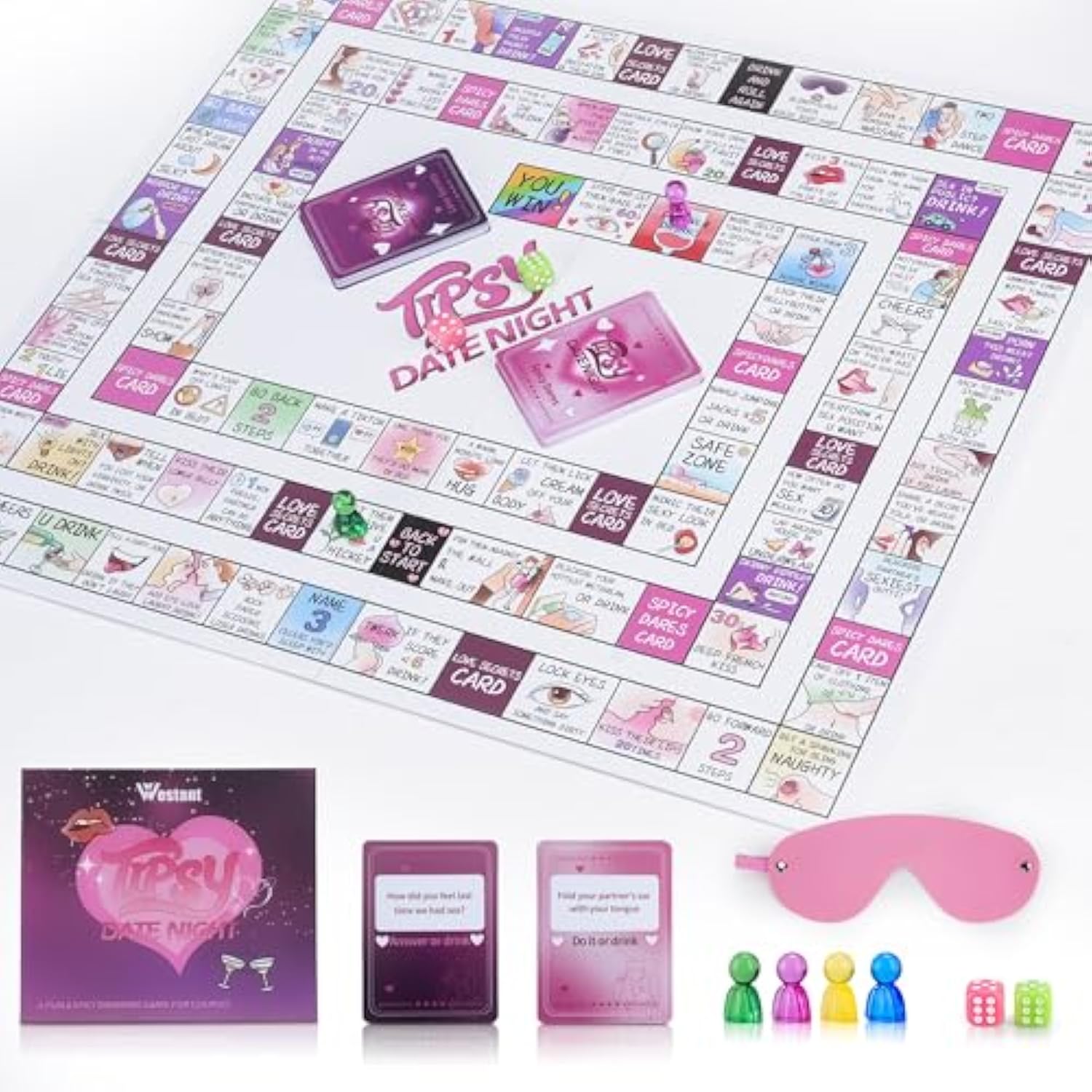 Tipsy Date Night Drinking Game – A Flirty Adult Board Game For Couples, Fun Date Night Games For Adults With 100+ Challenges, Couples Games For Adults Perfect For Anniversary, Weekend Or Getaway