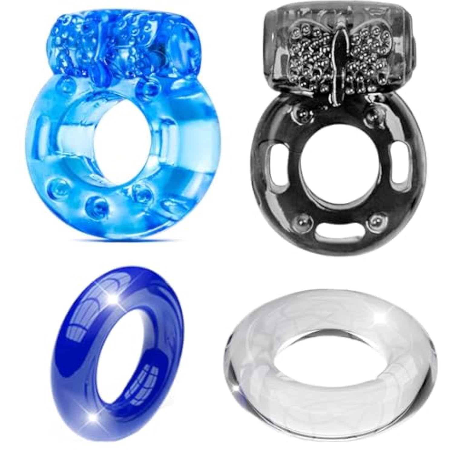 Vibrating Penis Ring Cock Ring Vibrator Silicone G-Spot Stimulating Clitoral Stimulator Penis Erection Enhance Sex Product Adult Male Sex Toy For Longer Harder Stronger (Canal Blue)