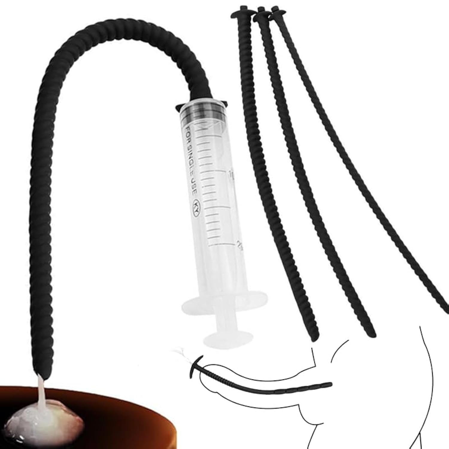 Silicone Hollow Urethral Plug With Injectable Silicone Plug For Adults Urethral Toy Insert Into Urethral Bdsm Adult Sex Toy (3 In 1 Set) Male Masturbation Rod Penis Plugs Training Vacuum Packaging