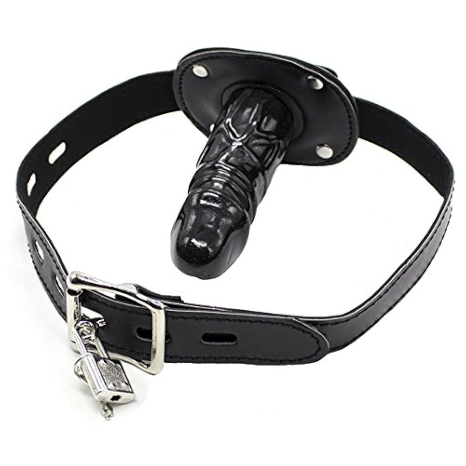 Lockable Dildo Mouth Gag, Sm Mouth Restraint With Lock Bondage (Long 3.9 Inch)