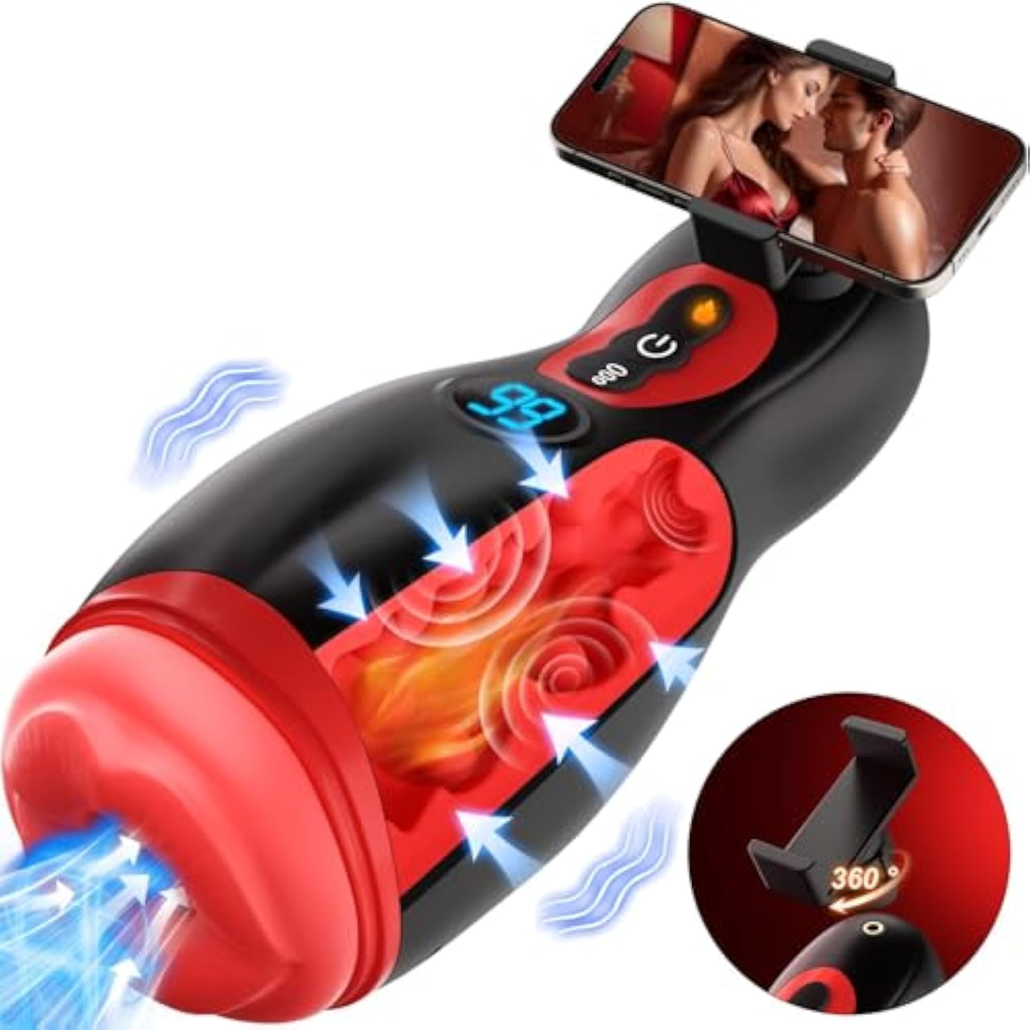 Mens Sex Toys Male Masturbator - Penis Pump Male Sex Toy Phone Holder With 9 Sucking & 9 Vibrating With App Control, Lcd Display Stroker Vibrator Sex Toys For Men, Heating Adult Toys Blowjob Machine