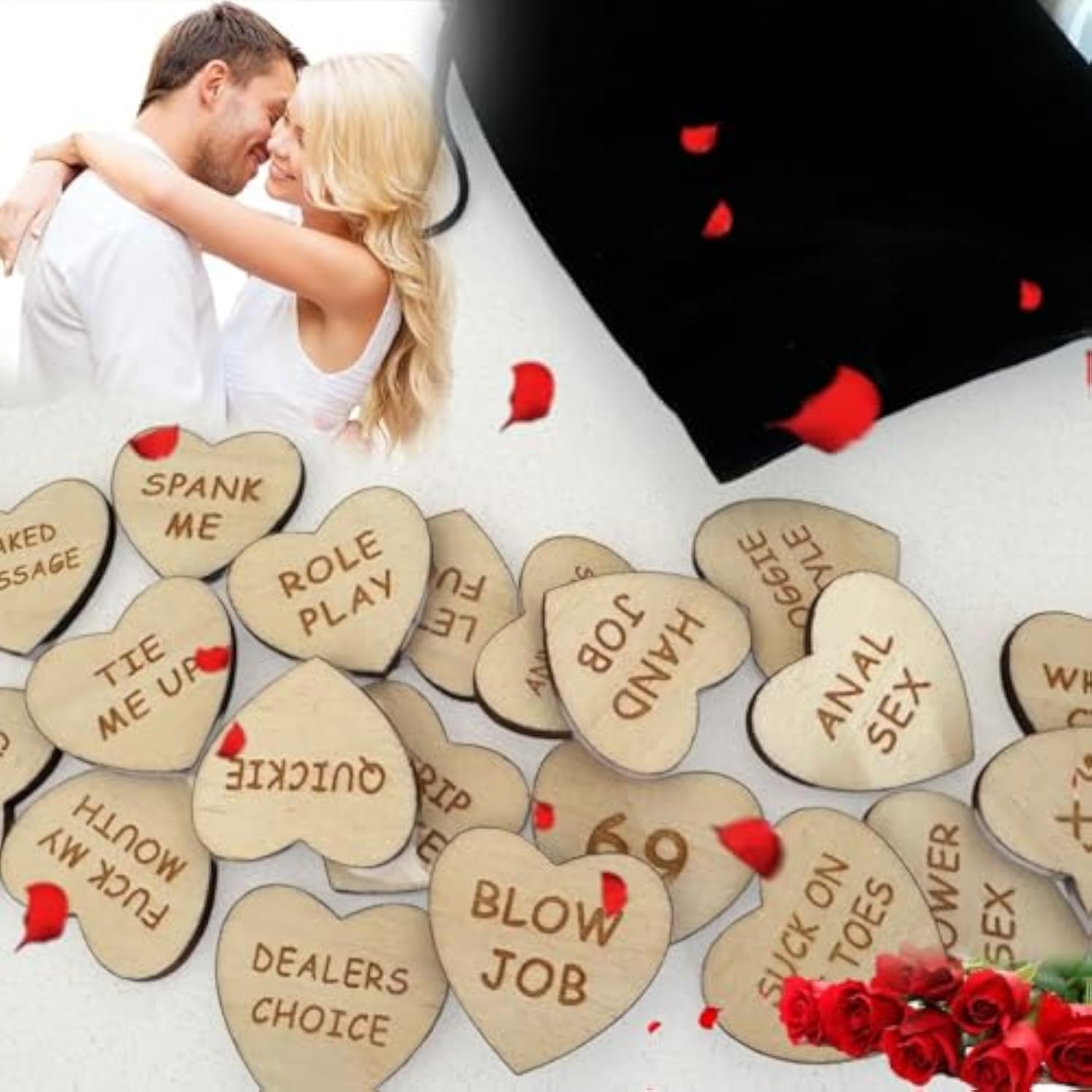 Naughty Sex Game Tokens Couples Sex Toys, 20 Activity Heart Shape Funny Wooden Tokens, Romantic Sex Positions Bdsm Coupons Dice Date Night Valentines Day Gifts Blow Job Sex Party Adult Sex Games