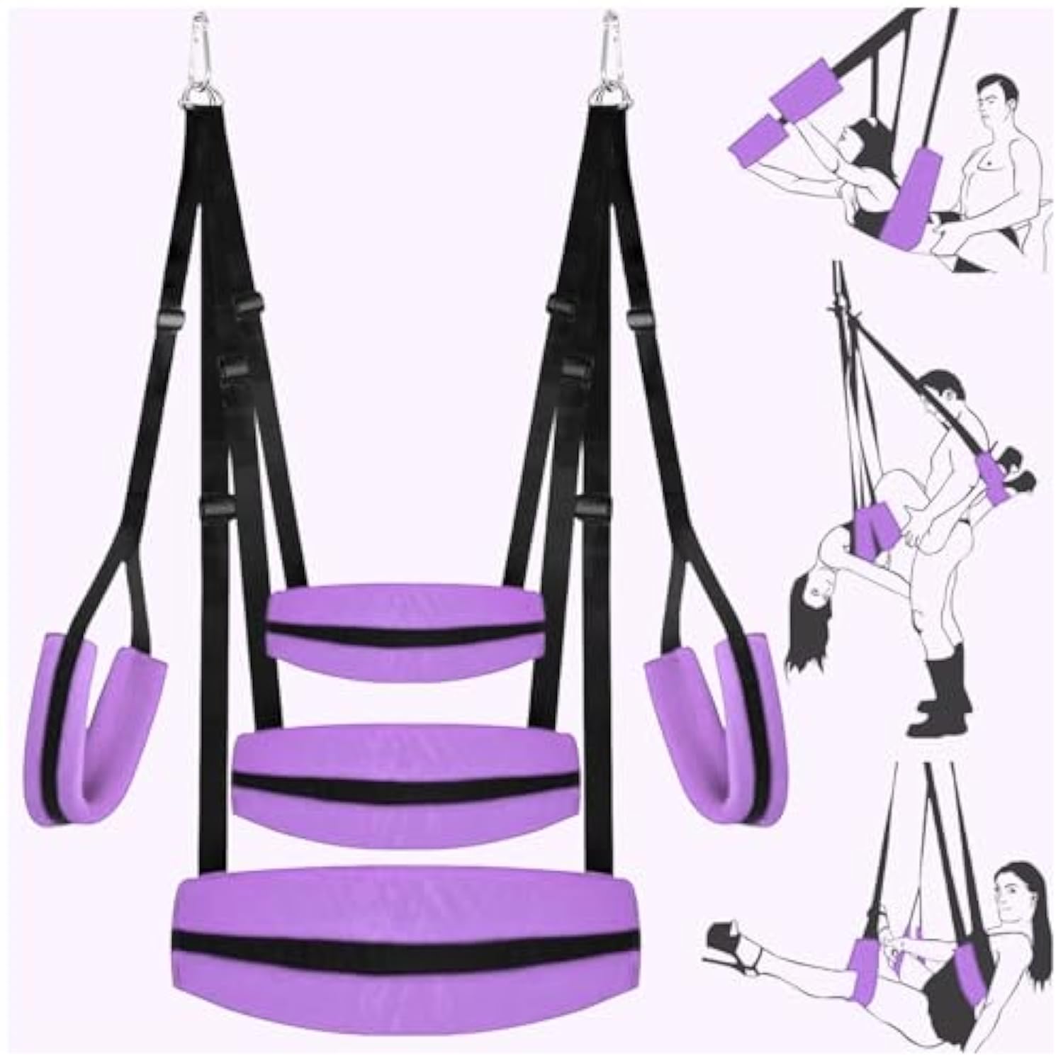 Sex Swing Bdsm Sex Toys For Couples - Enhanced Ceiling & Door Sex Swings With Widened Neck Lumbar Hip Pads, Bondage Restraints Adult Toys With Adjustable Sex Straps, Holds Up To 300 Lbs