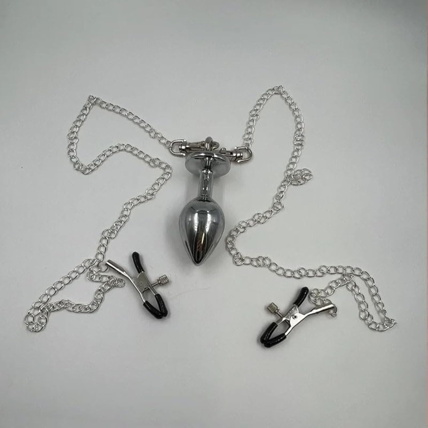 Intimate Metal Adjustable Nipple Clamps Chain Strap Stainless Steel Anal Plug Women
