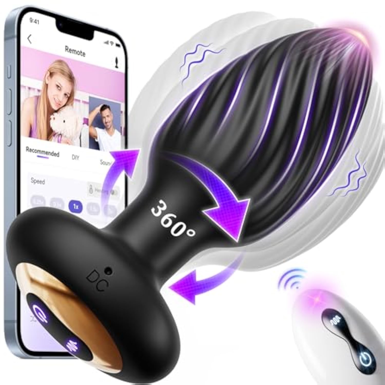 Couples Sex Toys Large Butt Plug - Thicken 360° Cycle Stimulate Vaginal Prostate Massager With 7 Vibrating Remote Control, Silicone Female Women Sex Toys Clitoral Stimulator Adult Sex Toy & Games