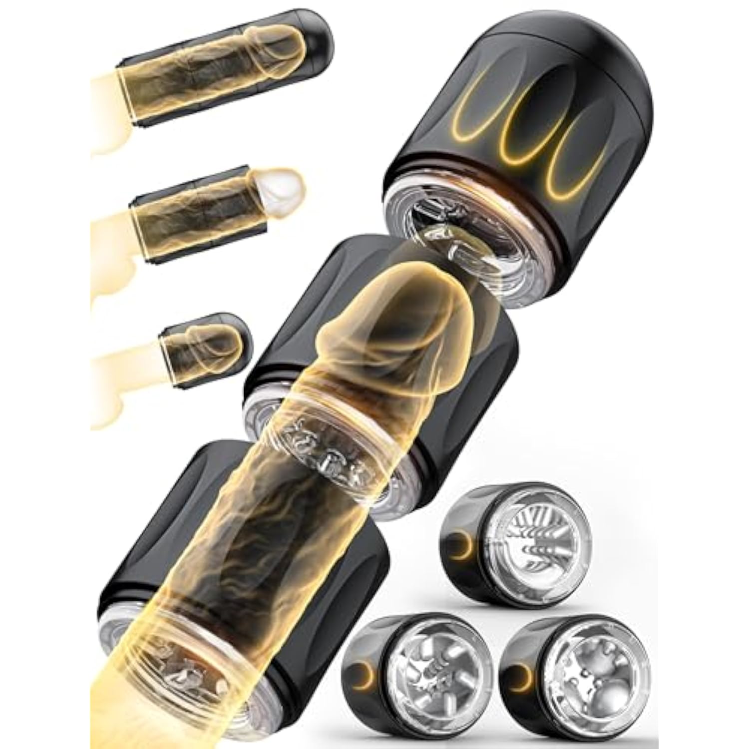 Male Masturbator Sex Toys For Men - Detachable 3 In 1 Blowjob Male Stroker, Manual Masturbator Pocket Pussies, 8.58" Open Double Lid Penis Training, 3D Realistic Upgraded Tpe Men Sex Toys