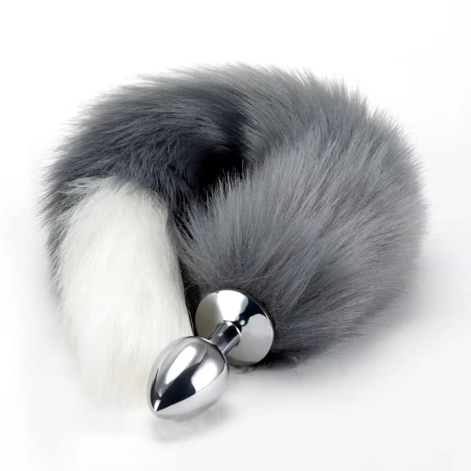 Gray Tail Anal Plug Sexual Set, Sex Toy Of Butt Plug With Tail For Cosplay (Wolf Tail, Small)