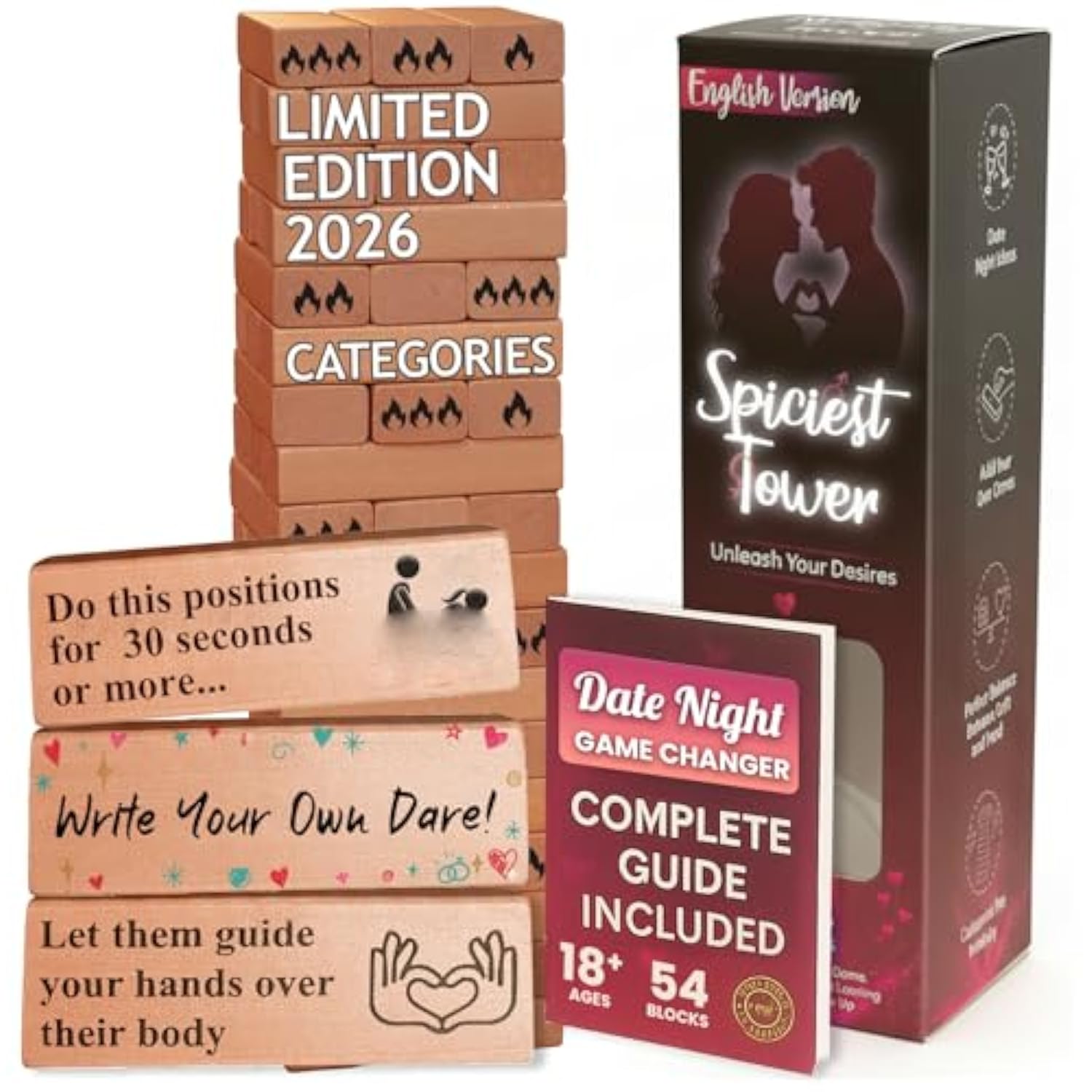 54 Sex Games & Couples Games - Spiciest Tower To Play With Sex Toys For Adults - Relationships - Exciting, Pleasing & Funny Challenges - Date Night Couples Games - Valentine'S Day Gift Naughty
